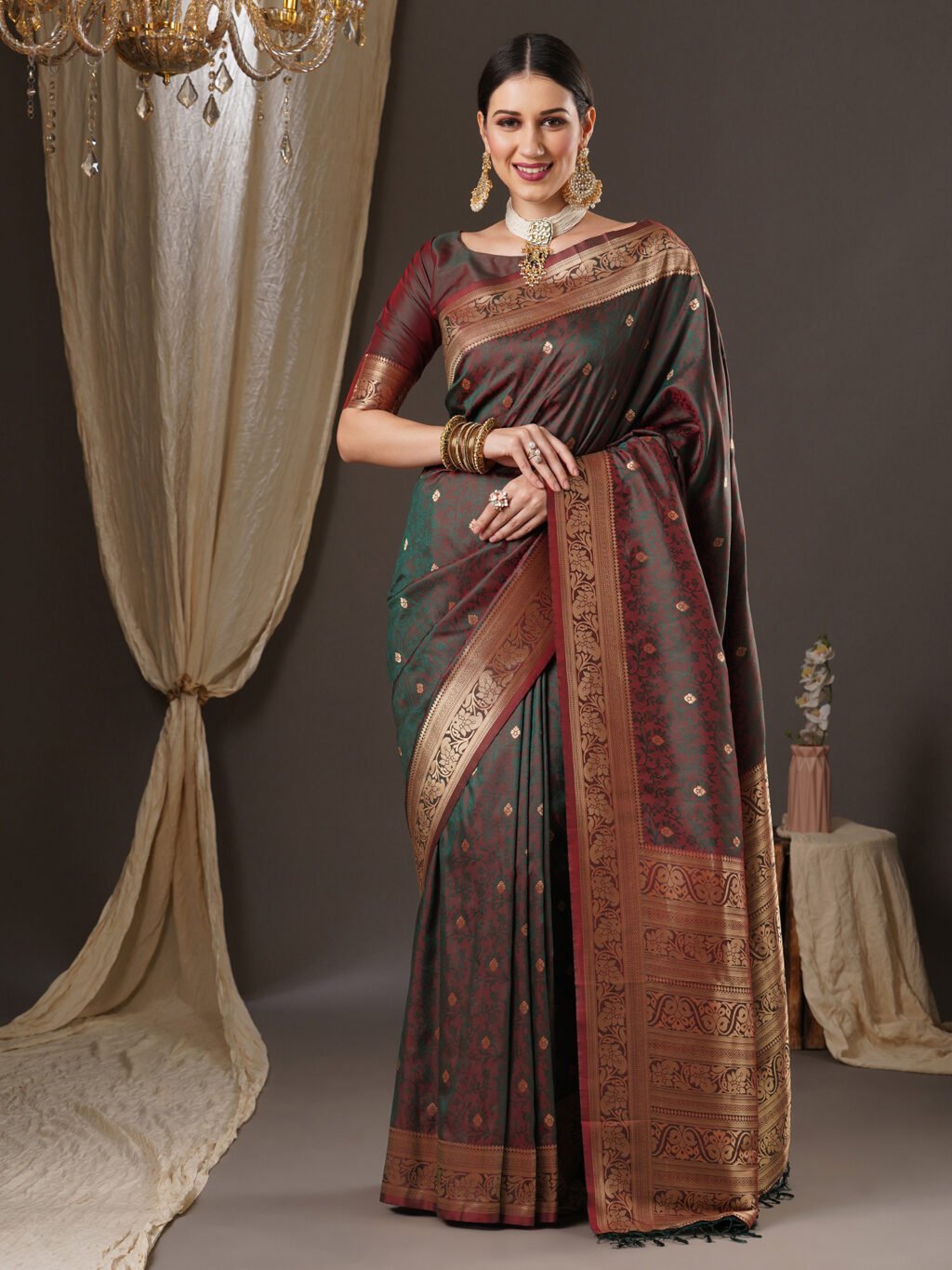 Image of Brown Silk Saree