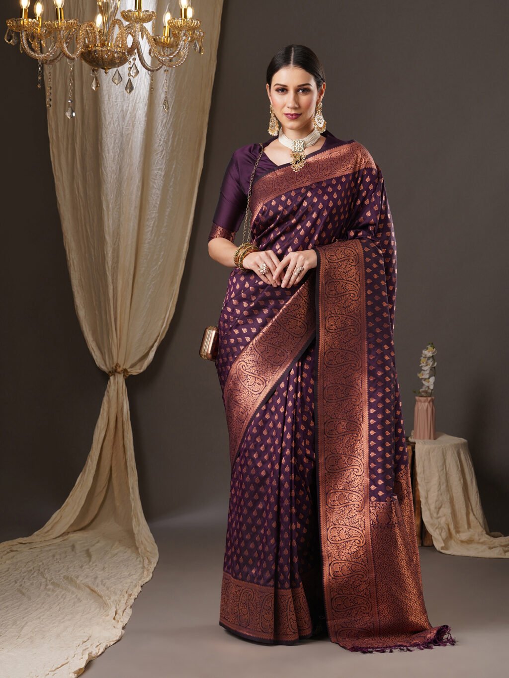 Image of Purple Silk Saree