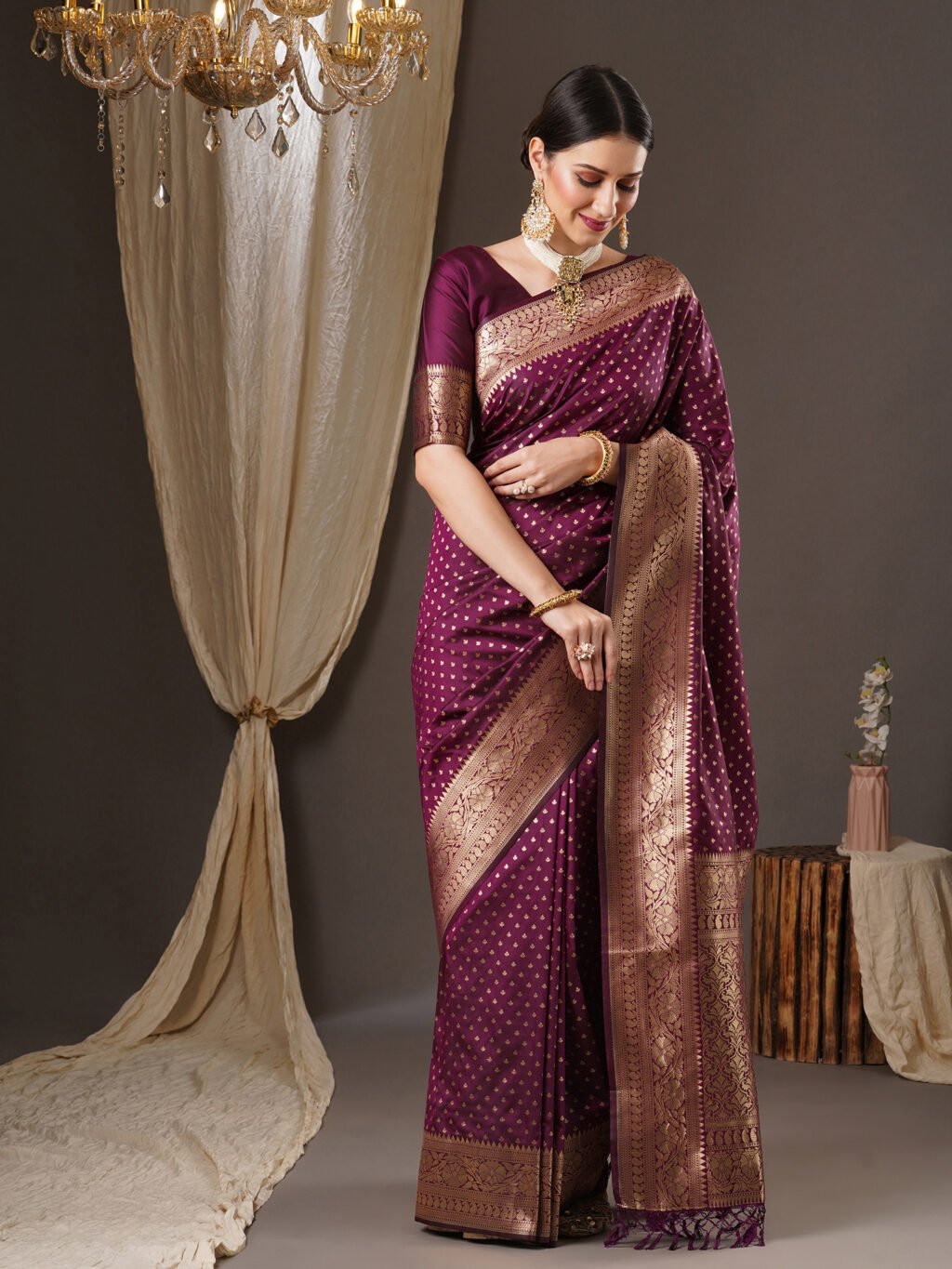 Image of Magenta Silk Saree