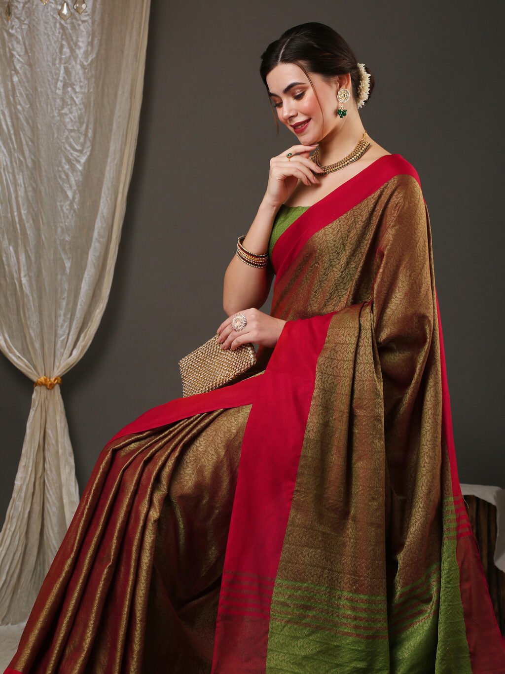 Image of Maroon Silk Saree