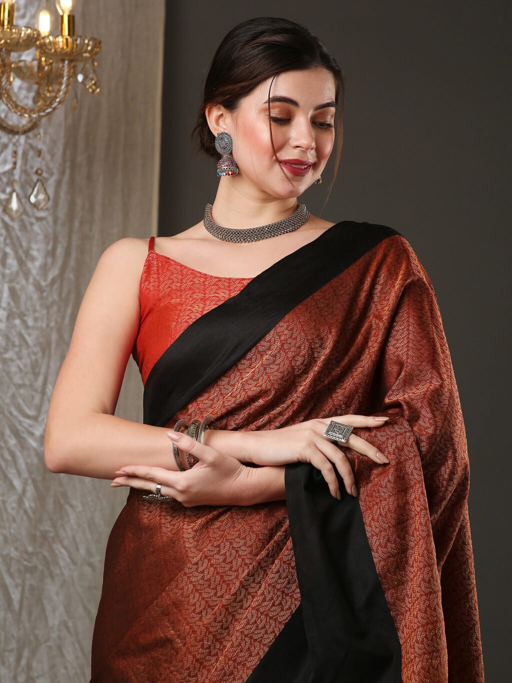 Image of Brown Silk Saree