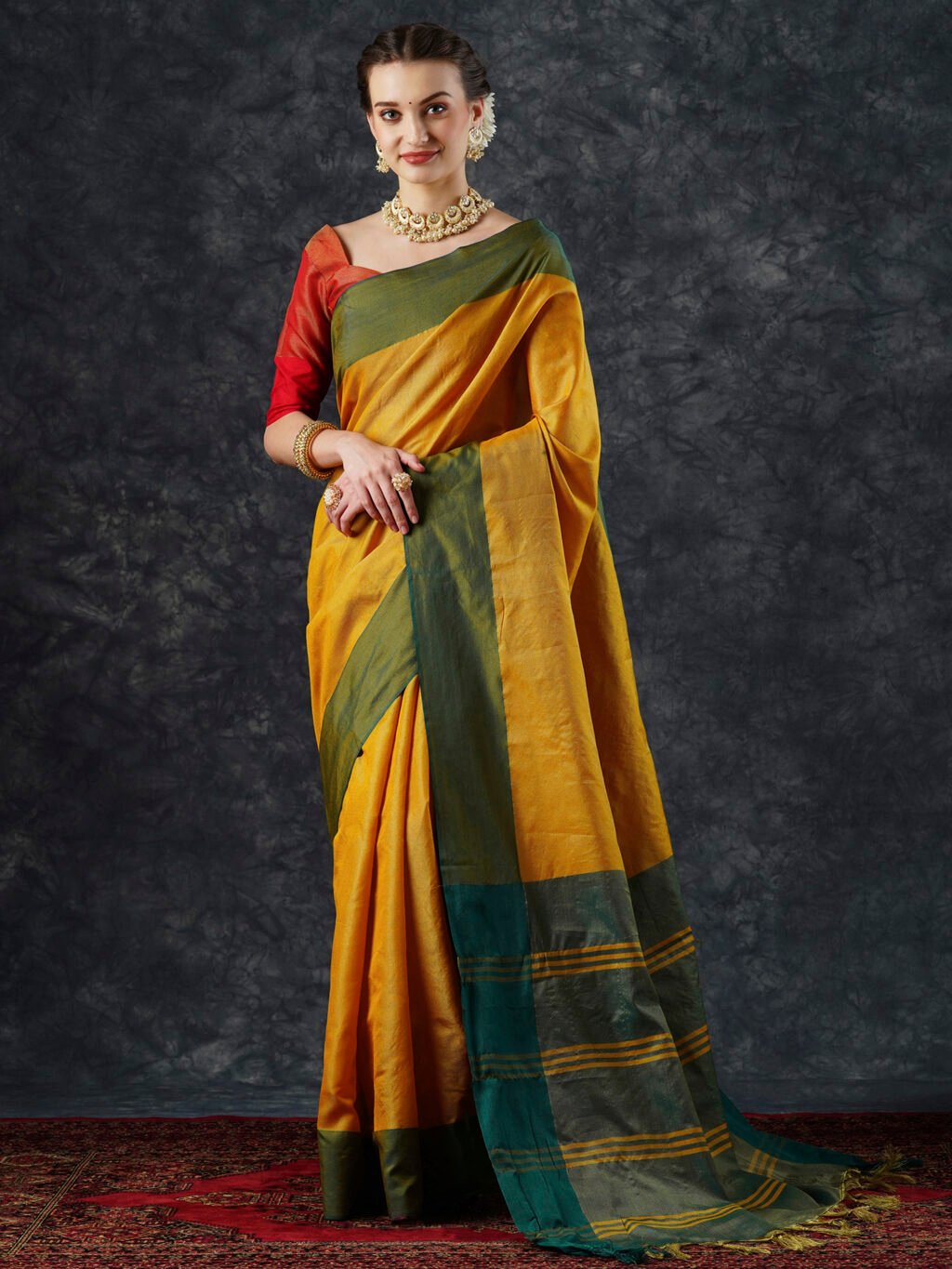Image of Yellow Silk Saree