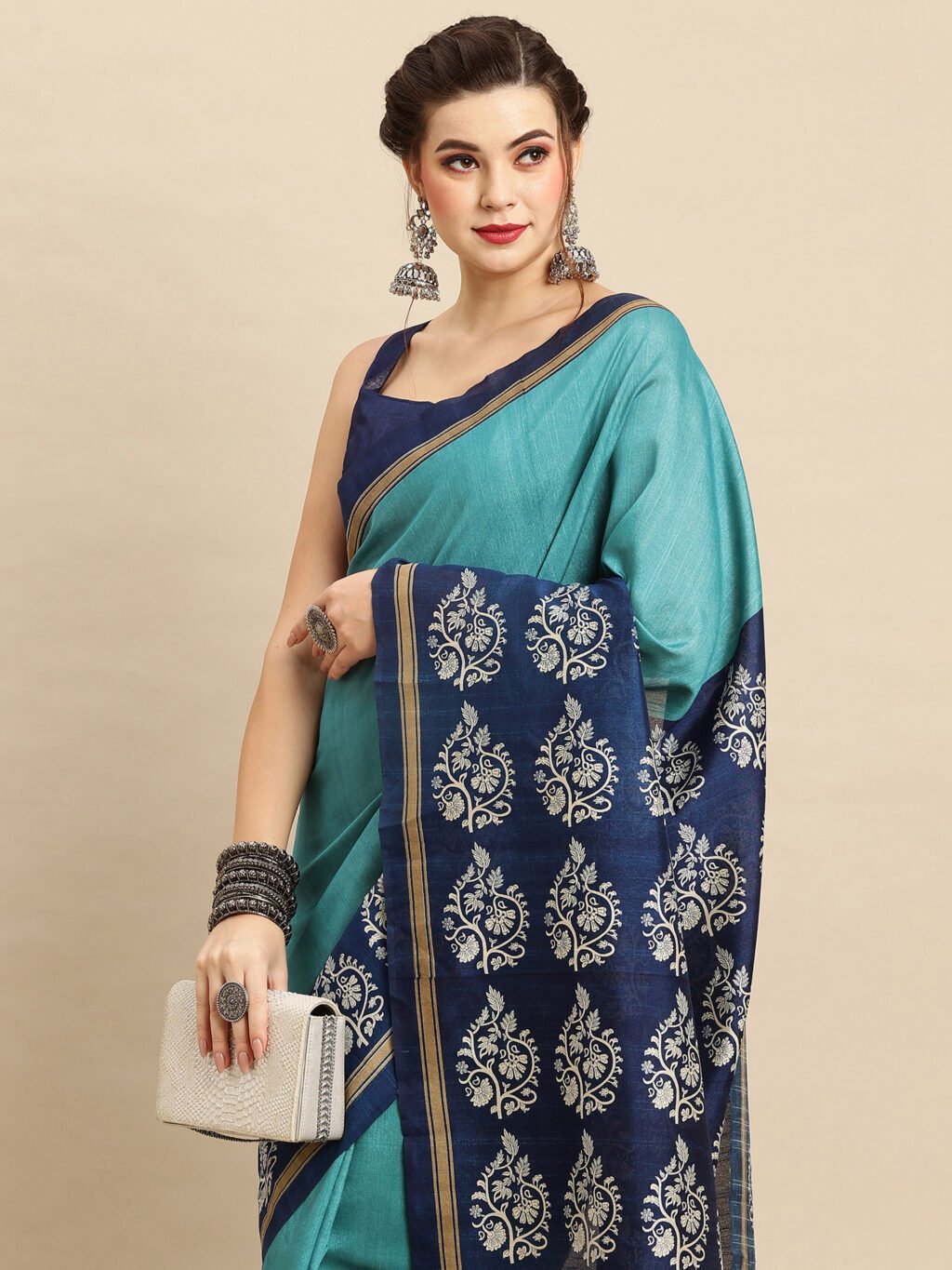 Image of Blue Silk Saree