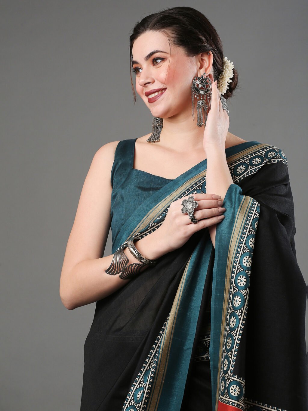 Image of Black Silk Saree