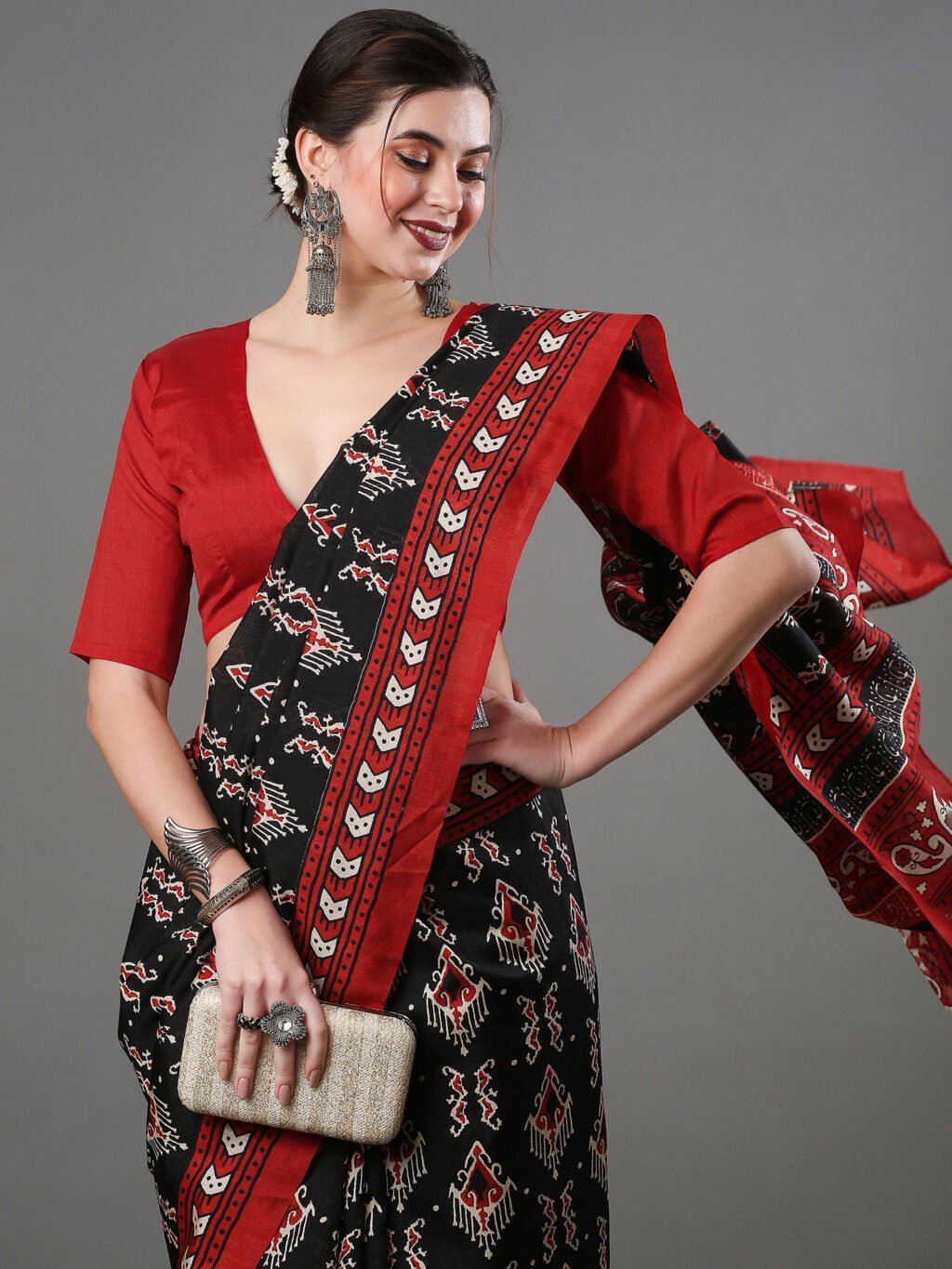 Image of Black Silk Saree