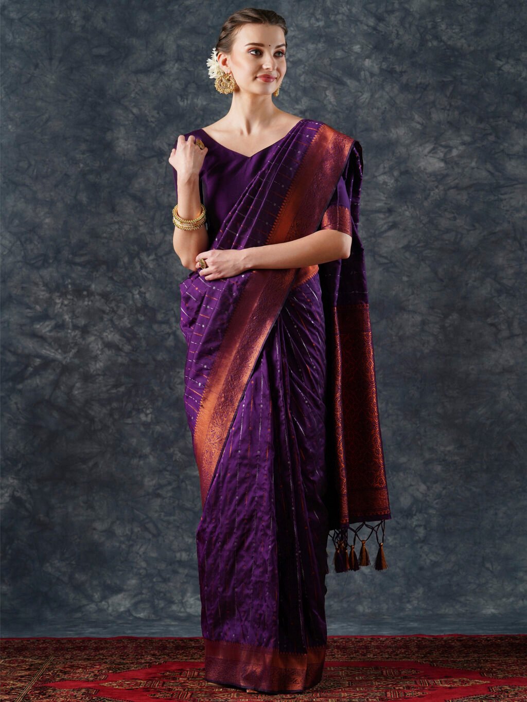 Image of Purple Silk Saree
