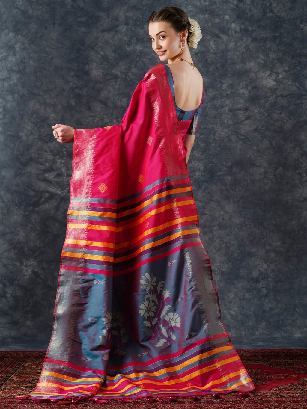 showcasing the beauty and craftsmanship of Silk Saree.