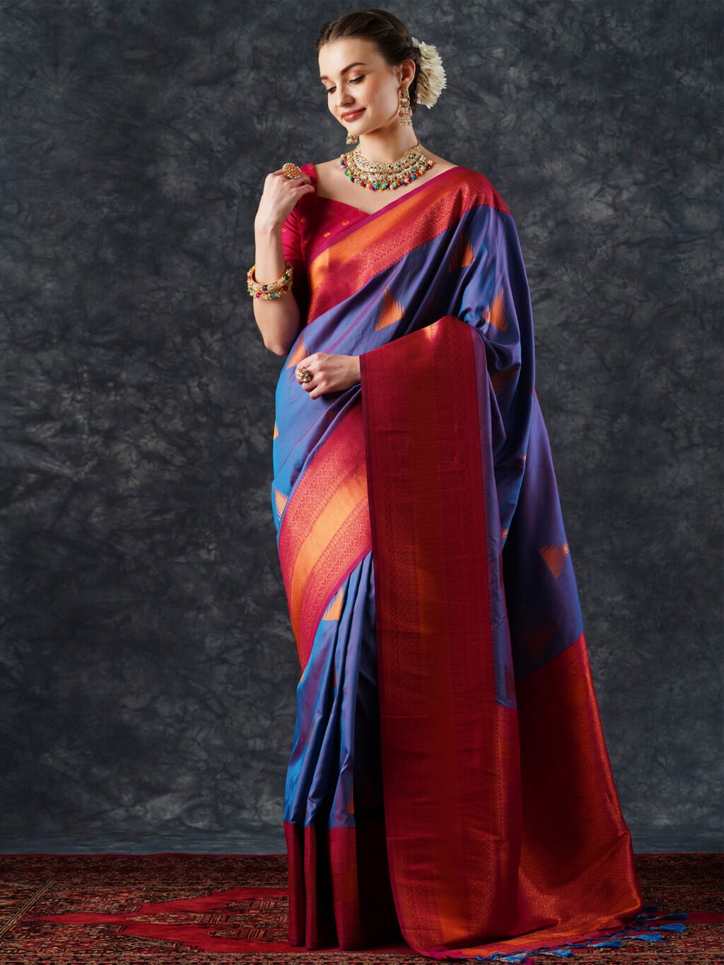 Image of Blue Silk Saree
