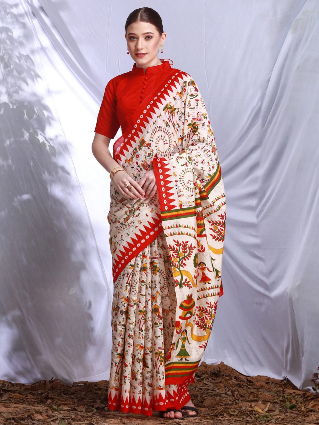 Image of Cream Silk Saree