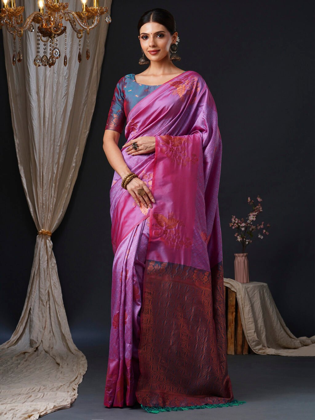 Image of Pink Silk Saree