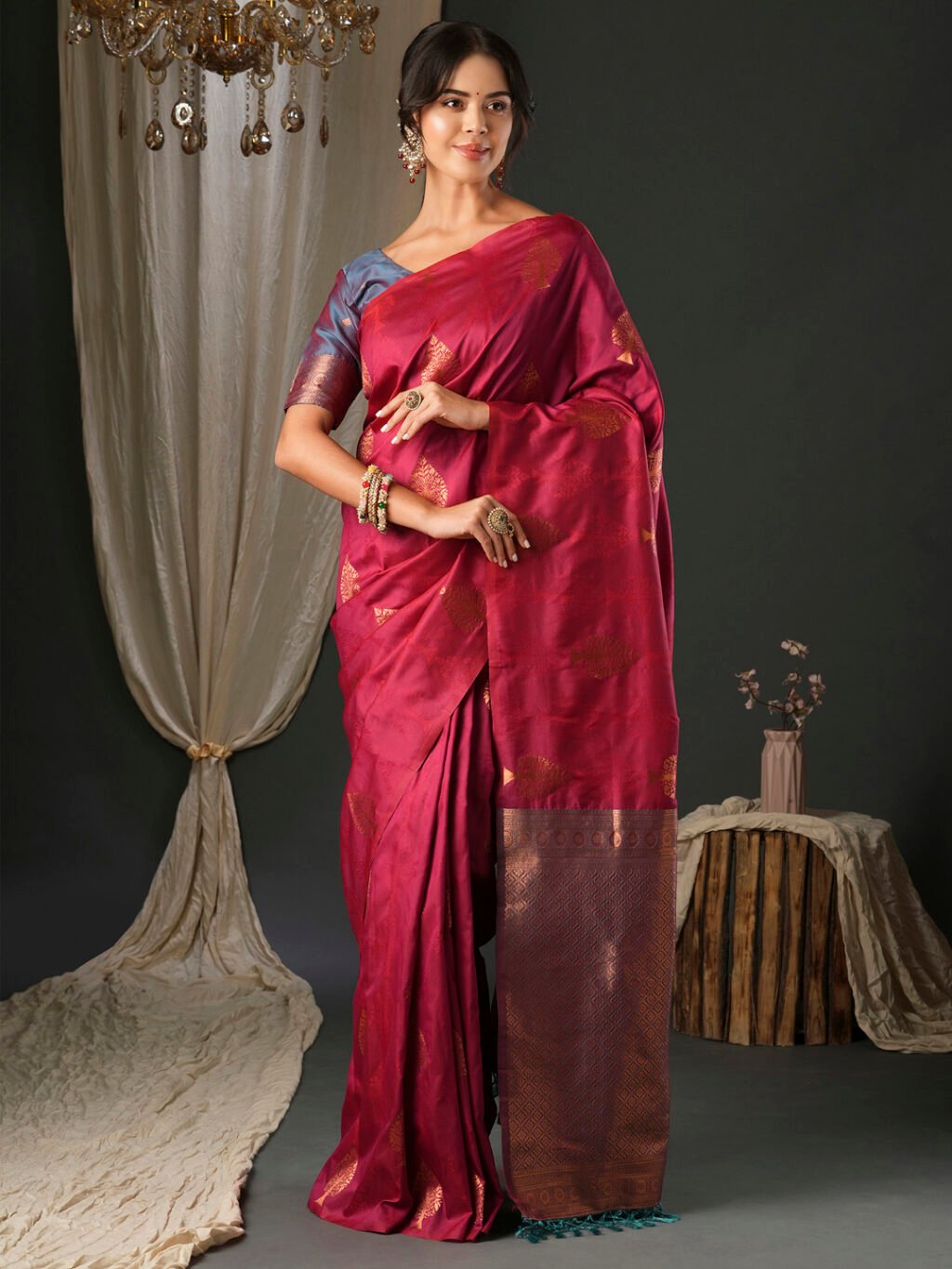 Image of Pink Silk Saree