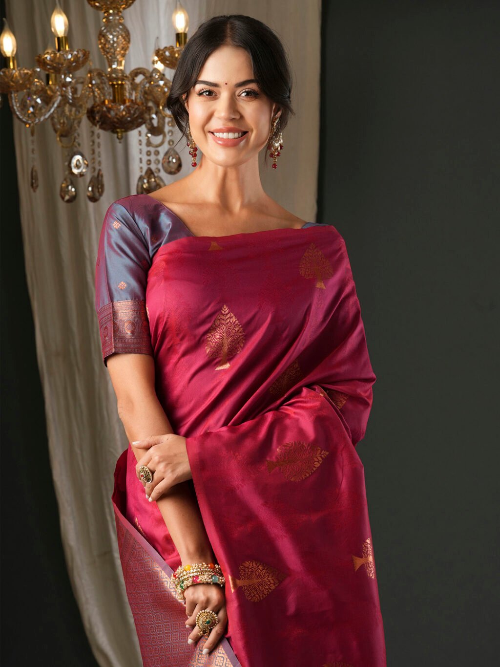 Pink Silk Saree - Image 4