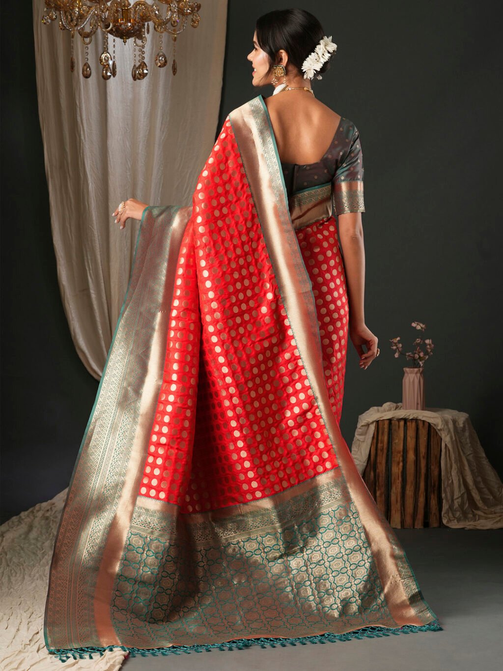 showcasing the beauty and craftsmanship of Party Wear Saree.