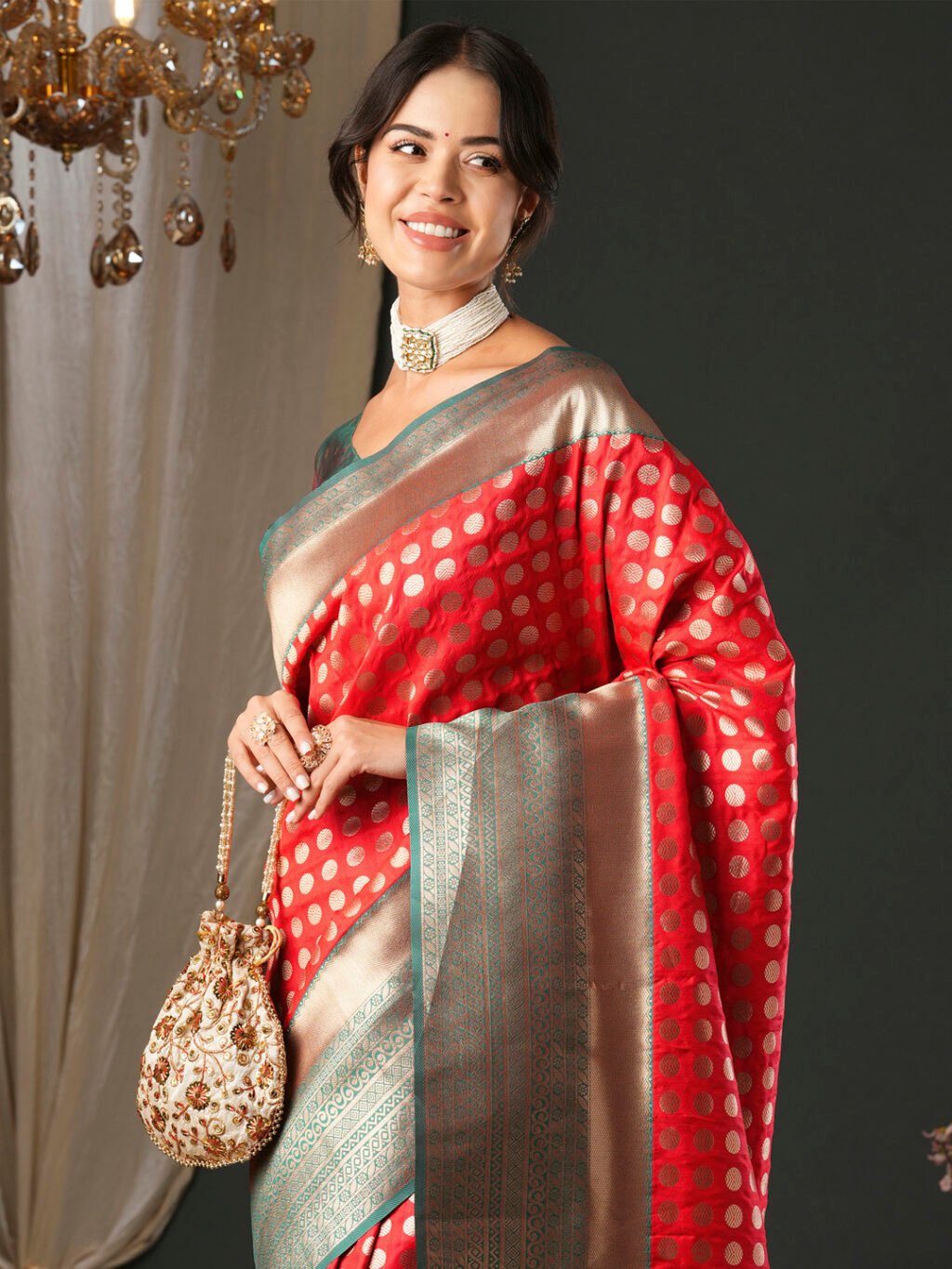 Red Silk Saree - Image 4