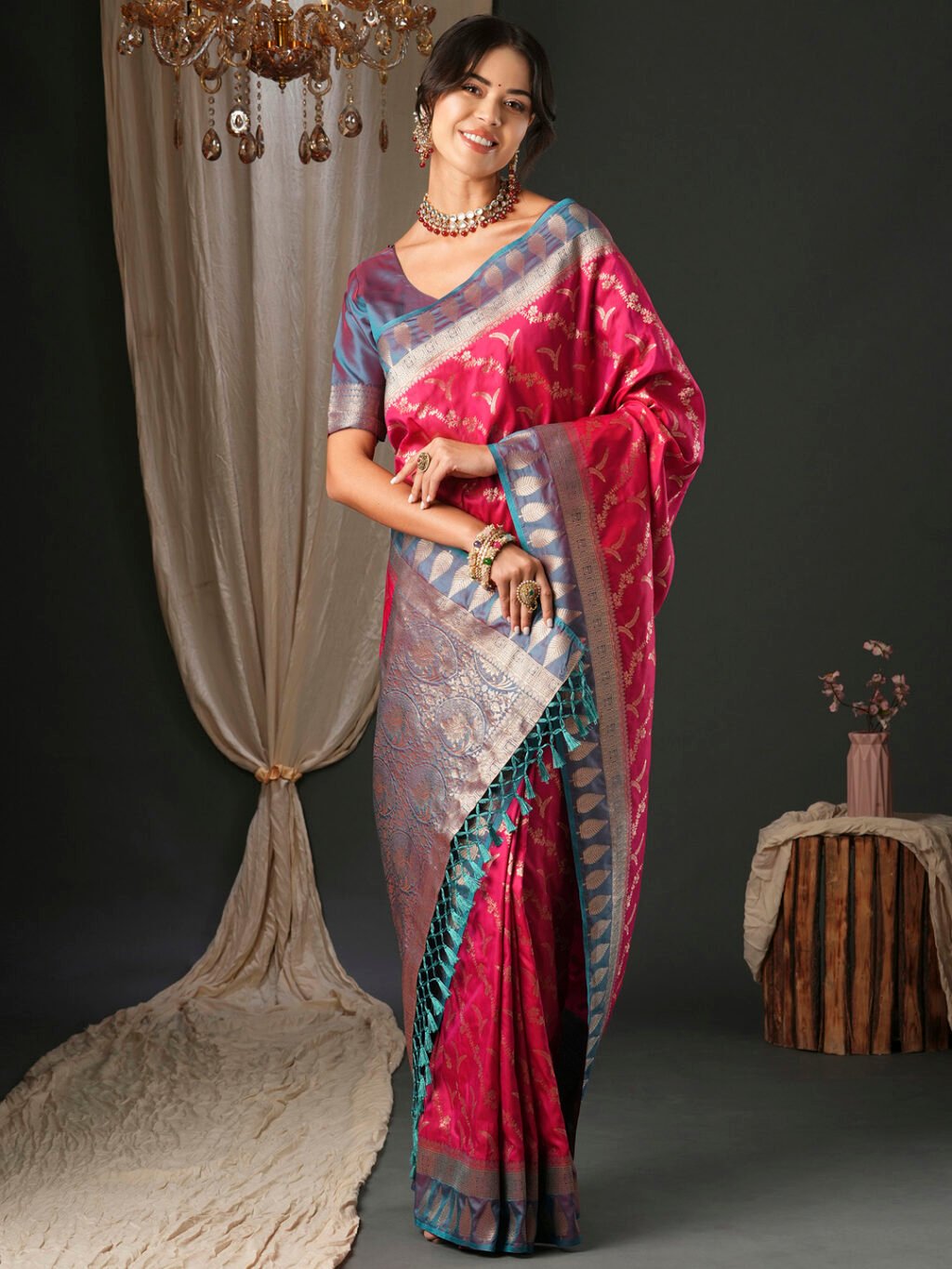 Image of Pink Silk Saree
