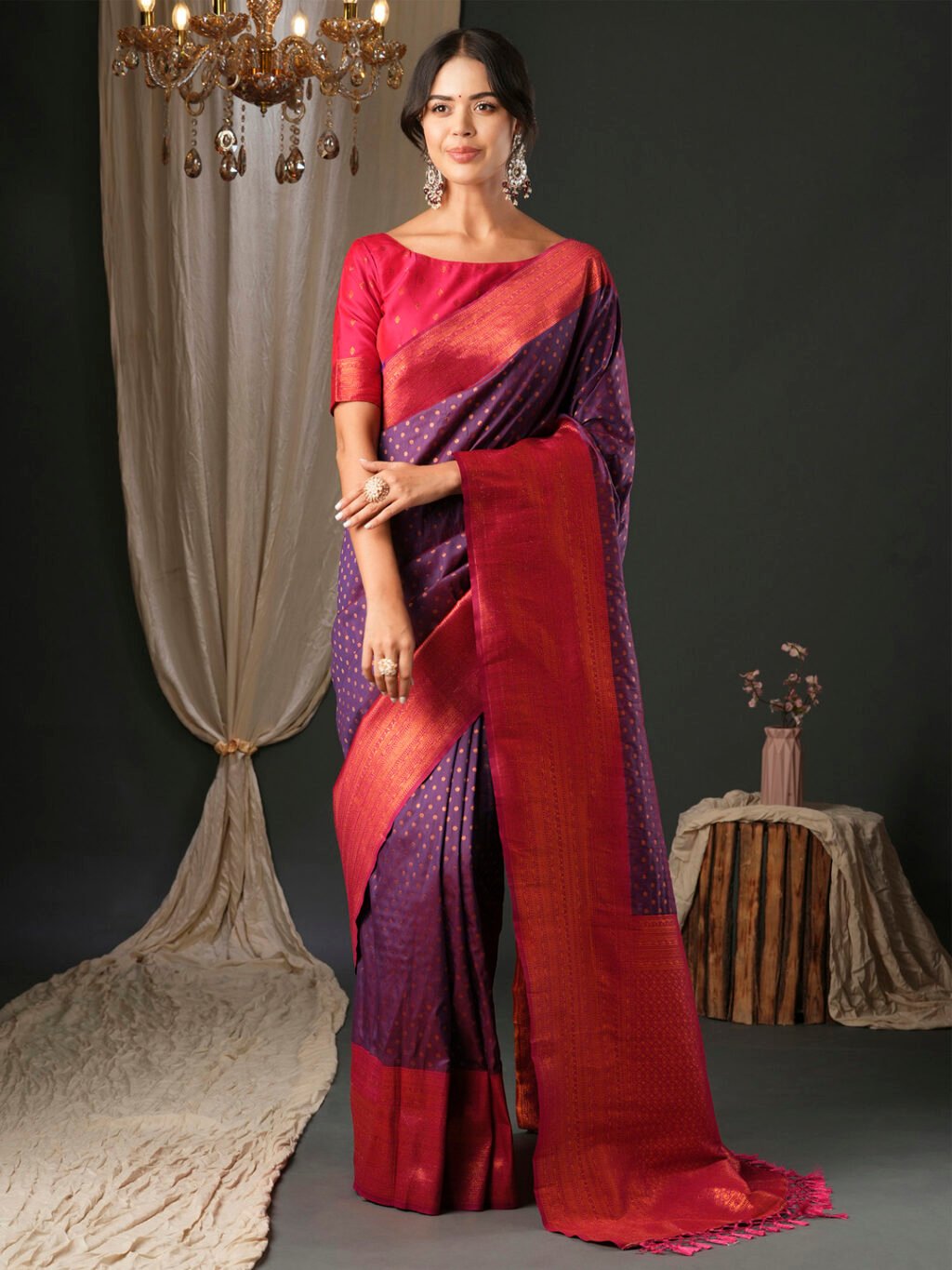 Image of Purple Silk Saree