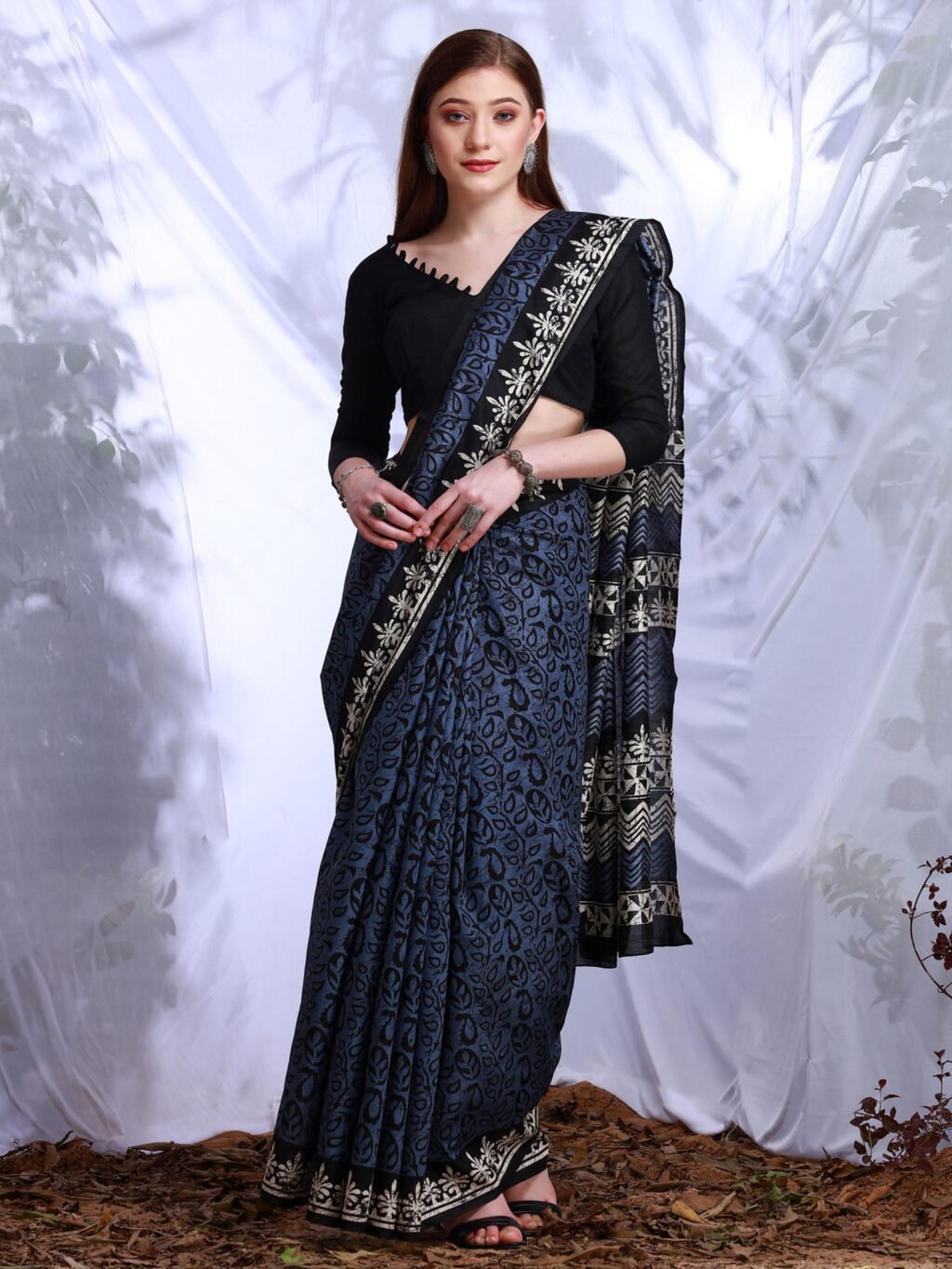 Image of Blue Silk Saree