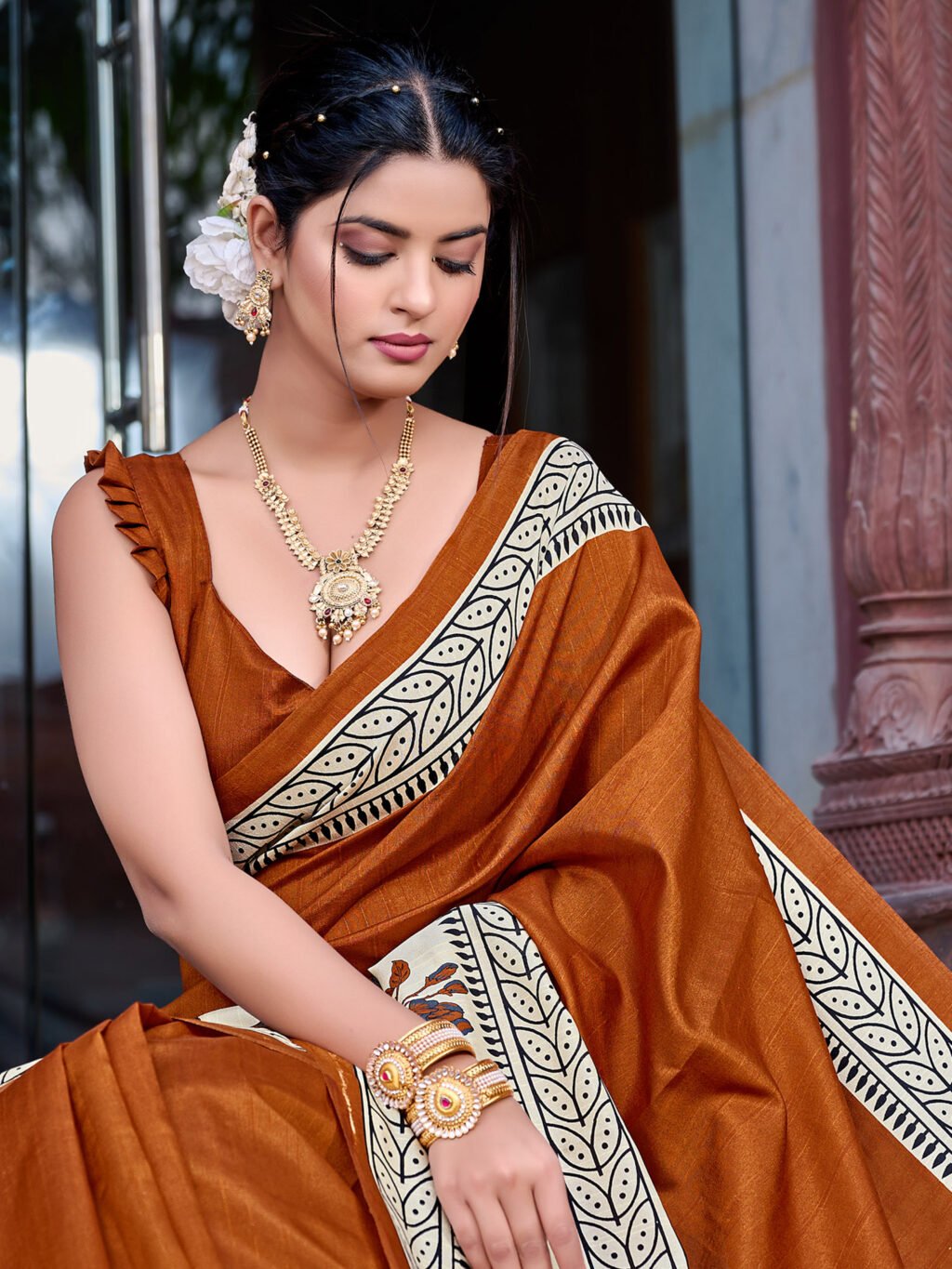 Brown Silk Saree - Image 3