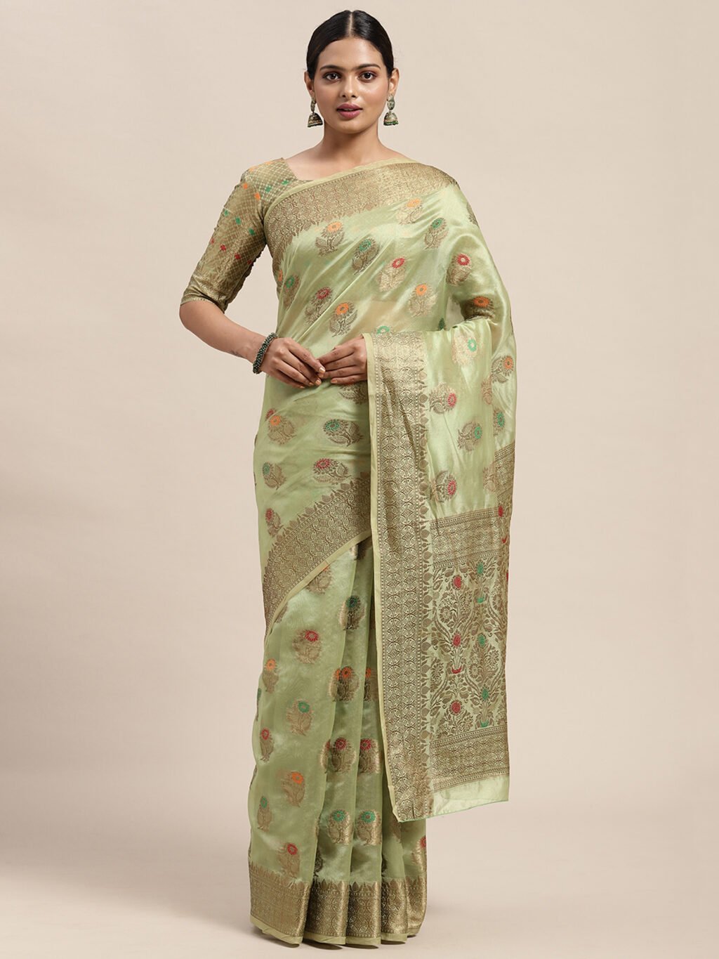 Image of Olive Silk Saree