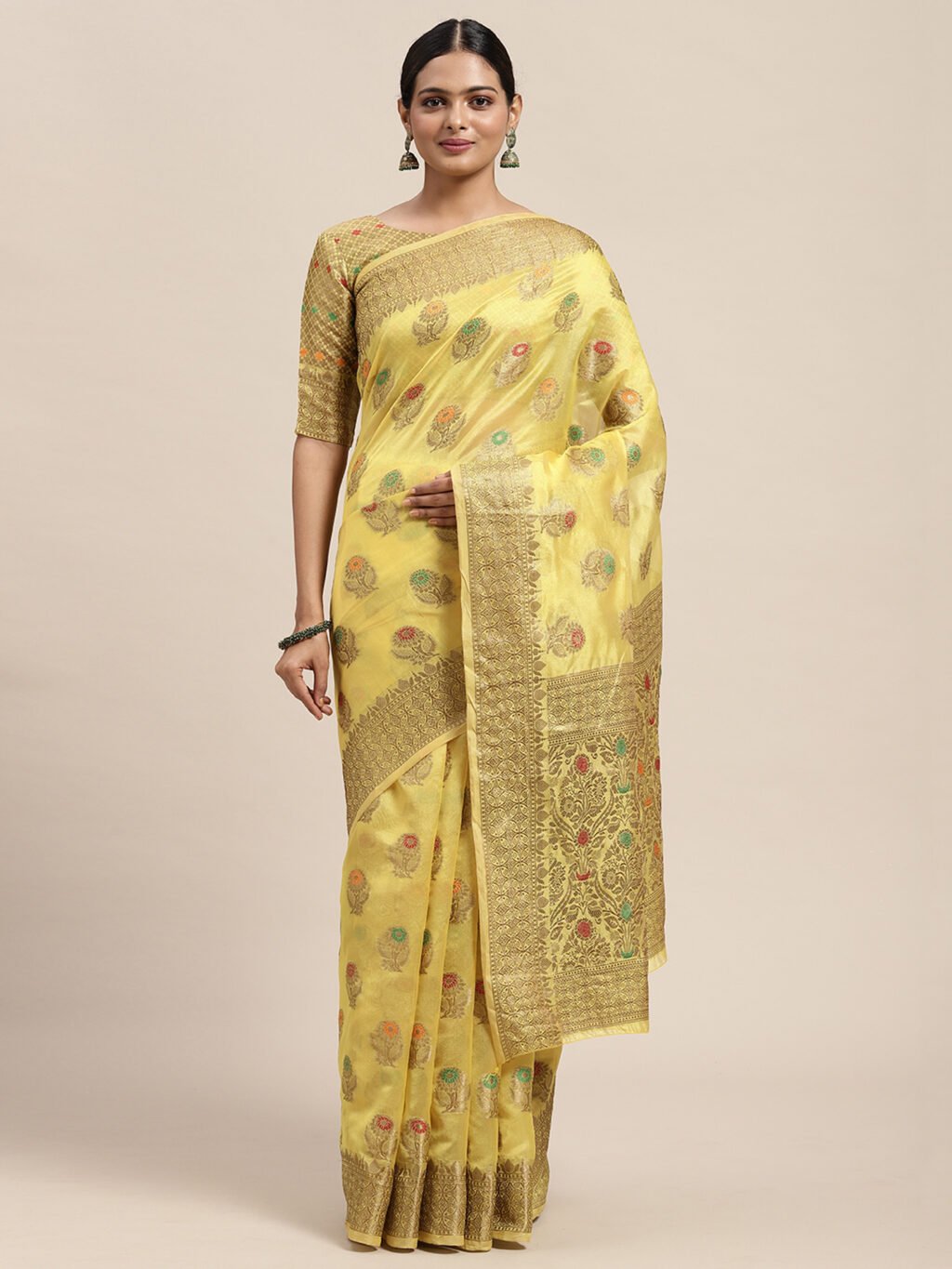 Image of Yellow Silk Saree