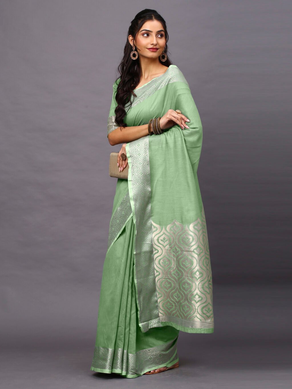 Green Silk Saree - Image 3