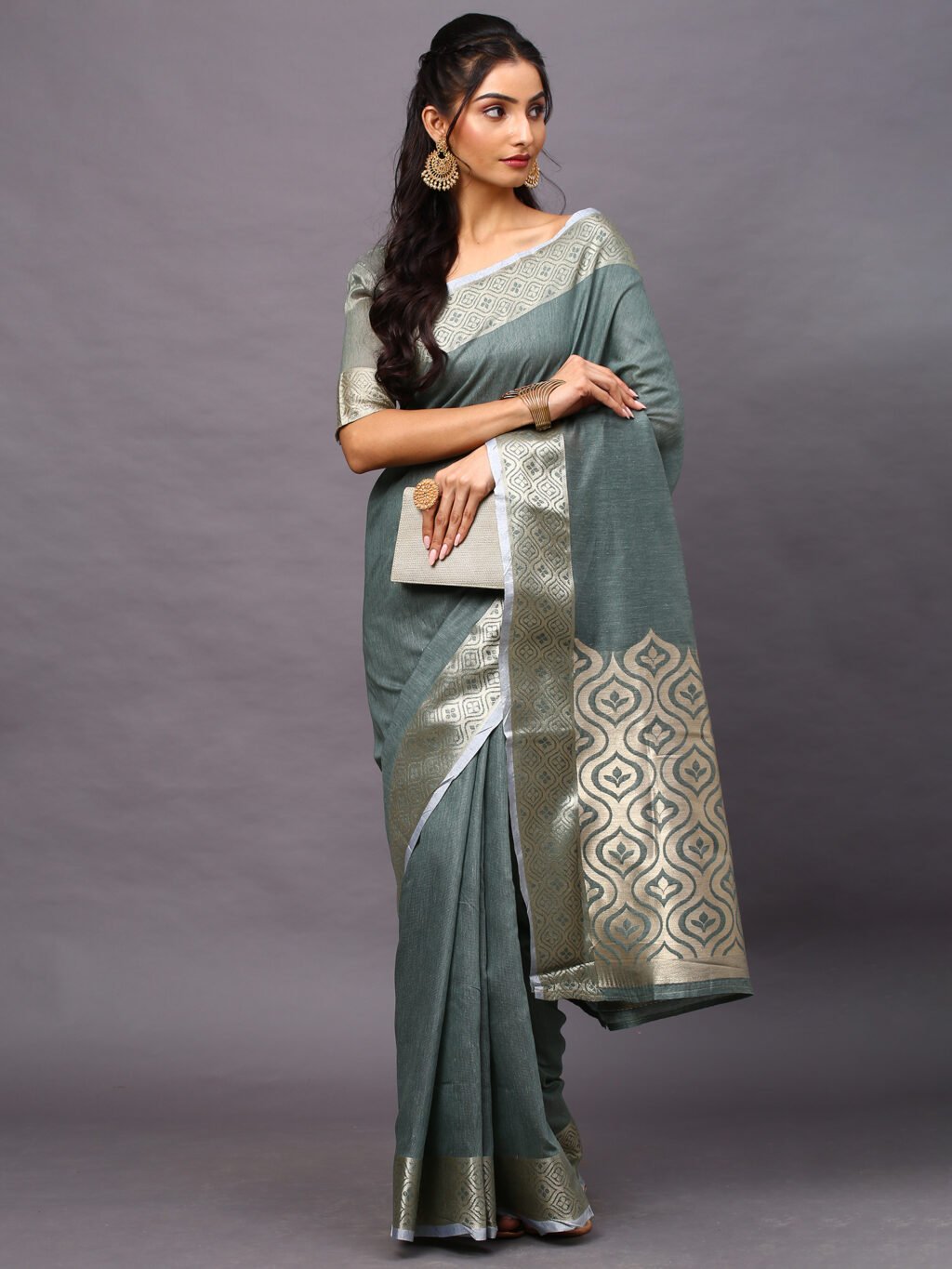 Image of Sea Green Silk Saree