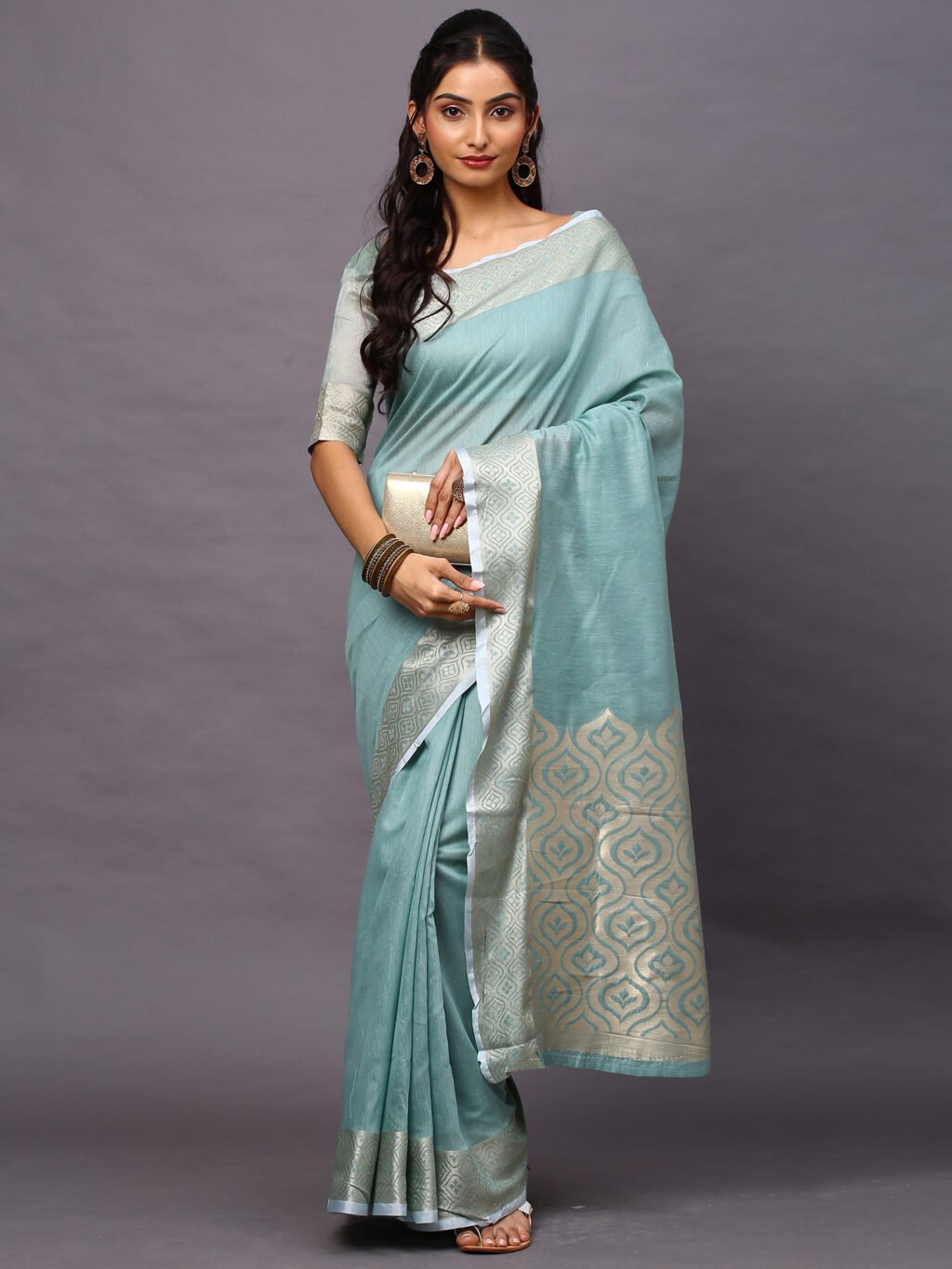 Image of Sea Green Silk Saree