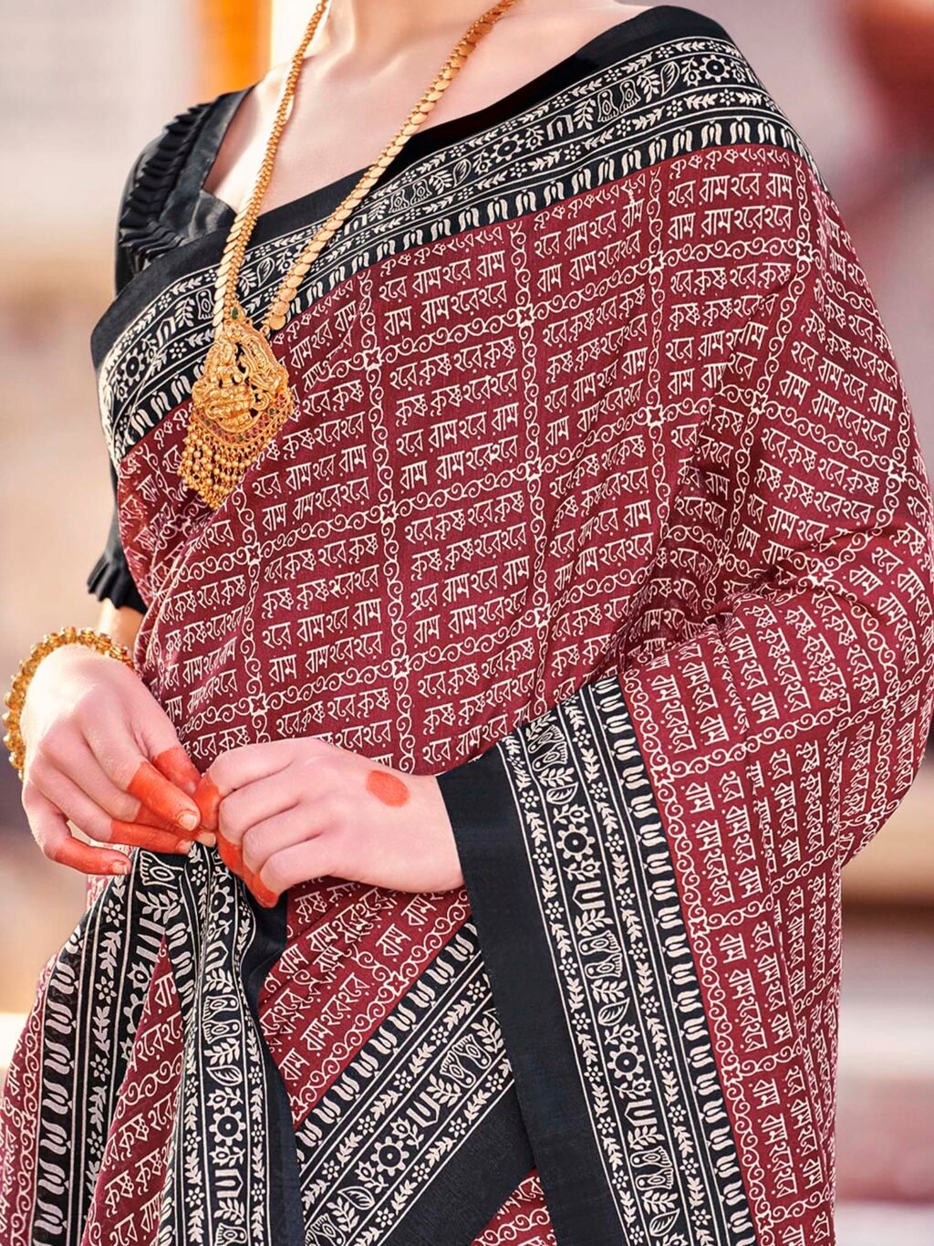 Maroon Silk Saree - Image 4
