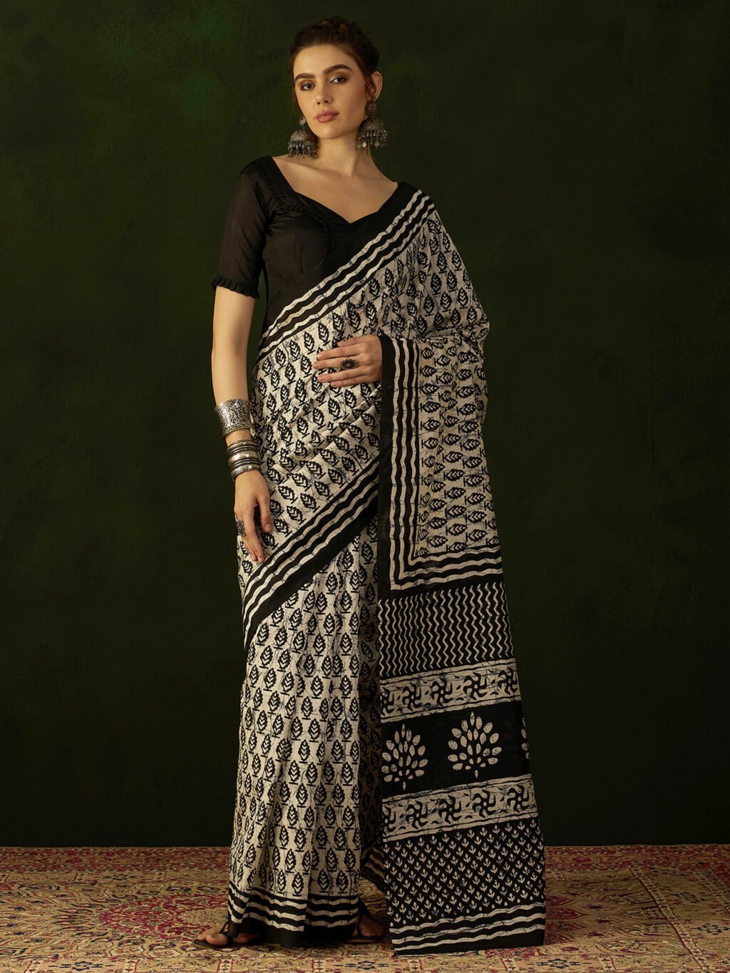 Image of Beige Silk Saree