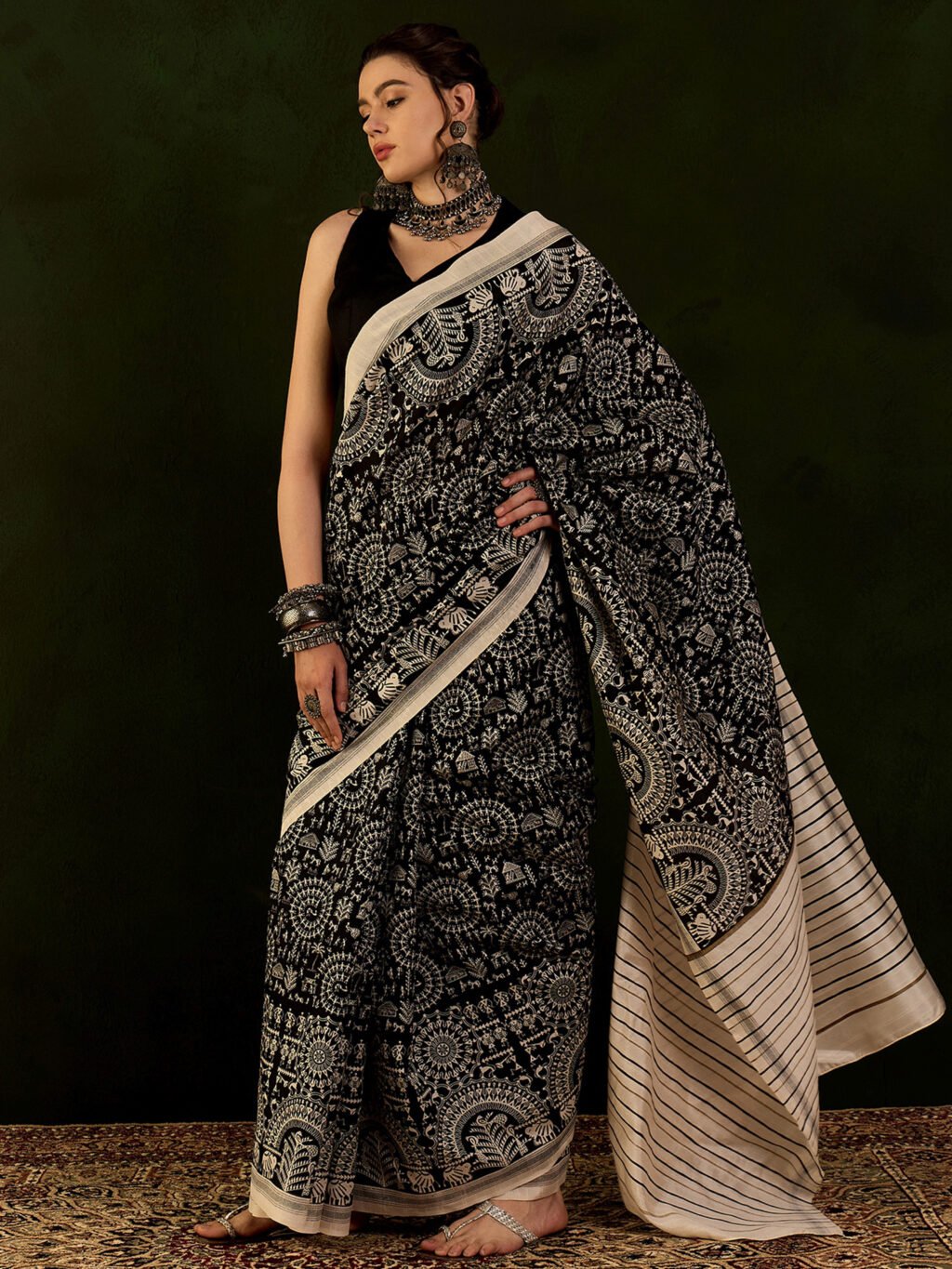 Image of Black Silk Saree