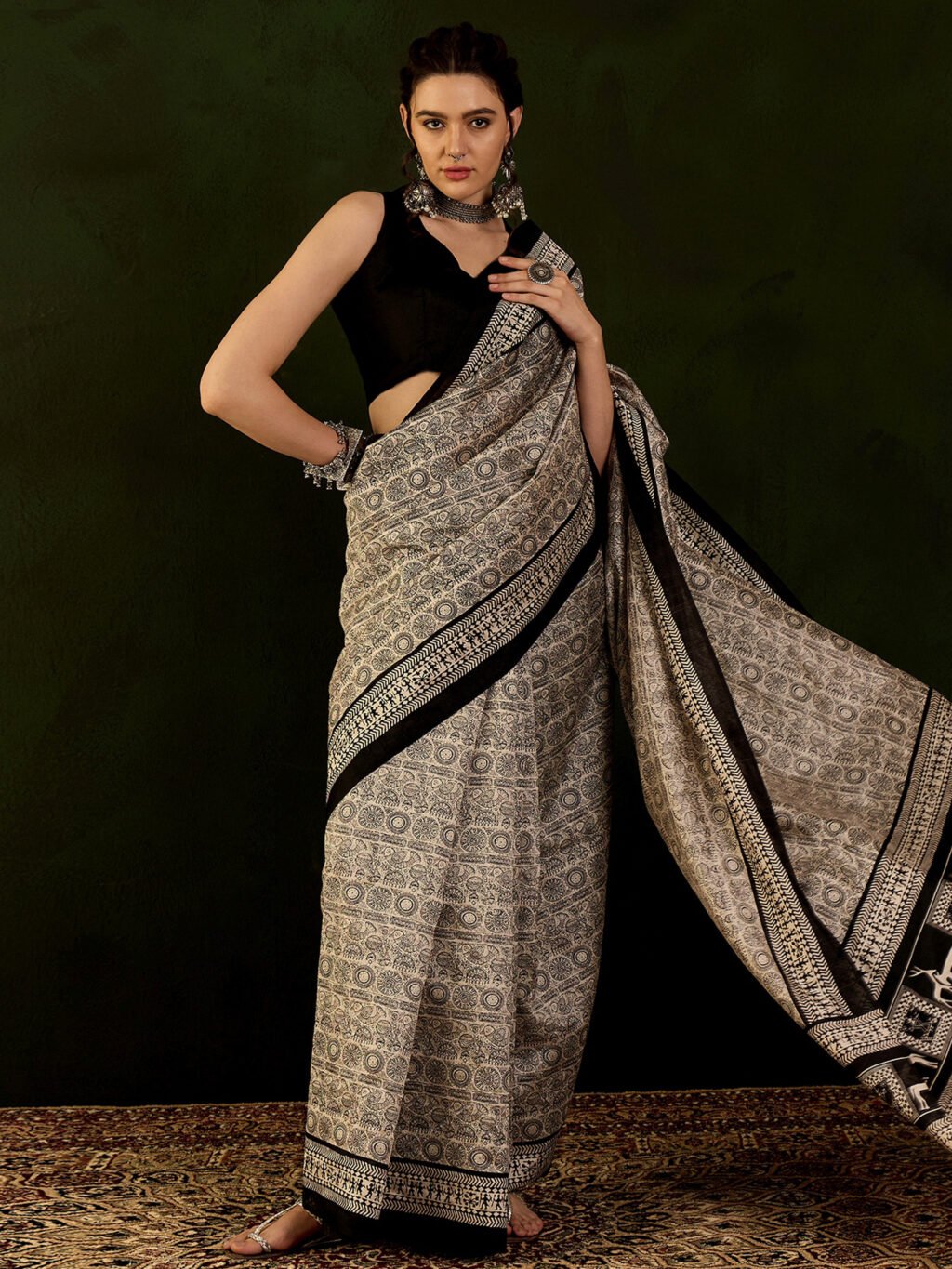 Beige Silk Saree - Image 4