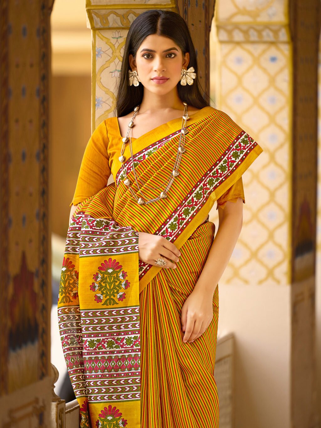 Mustard Silk Saree - Image 4