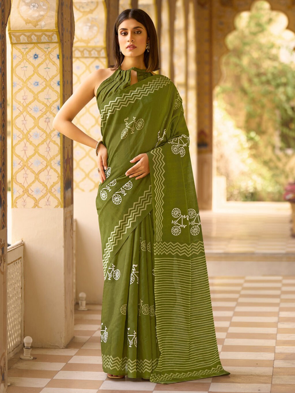 Image of Olive Silk Saree