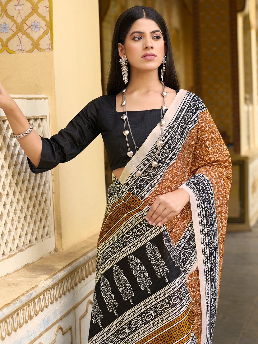 Mustard Silk Saree - Image 3