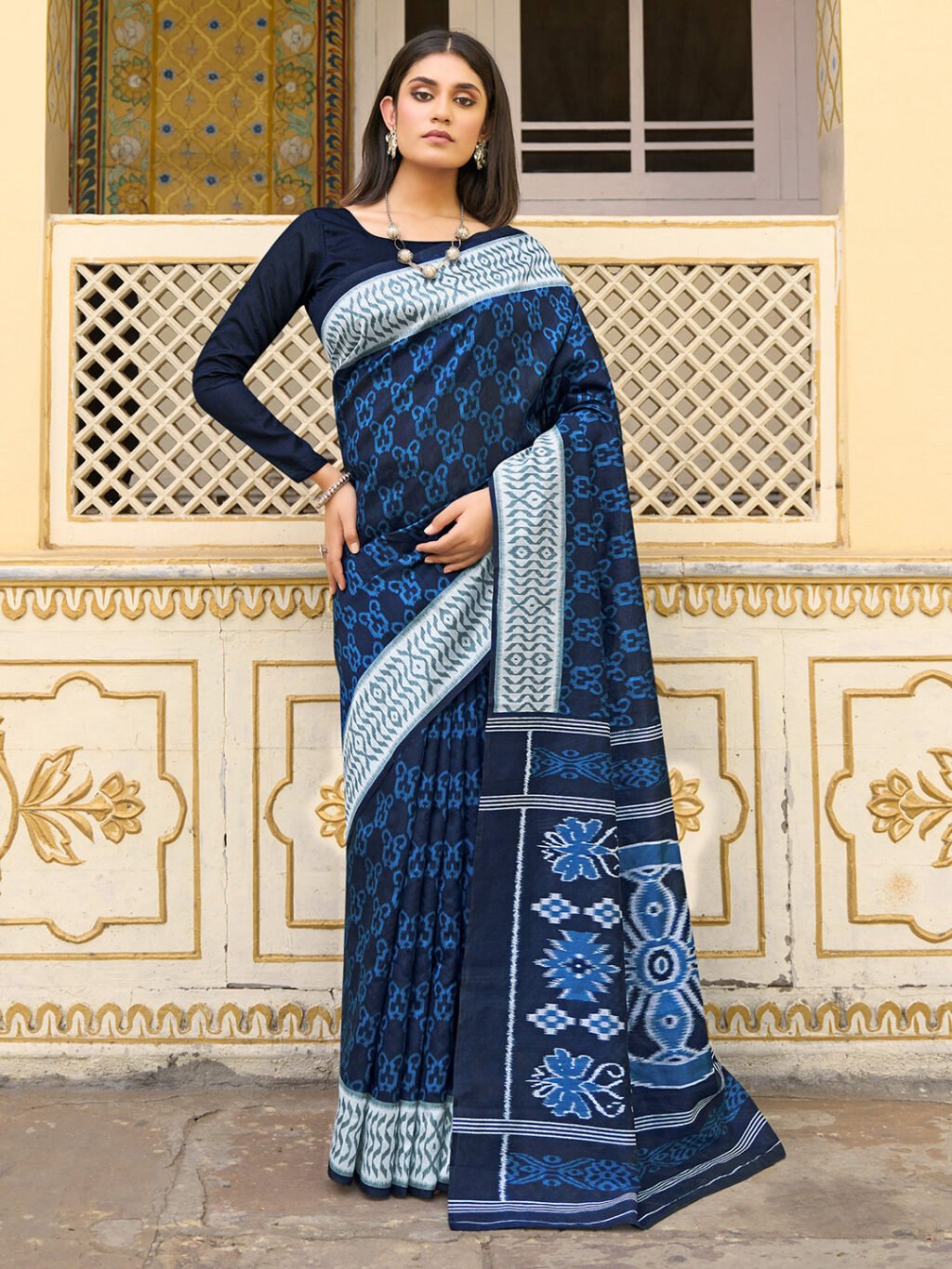 Image of Navy Blue Silk Saree