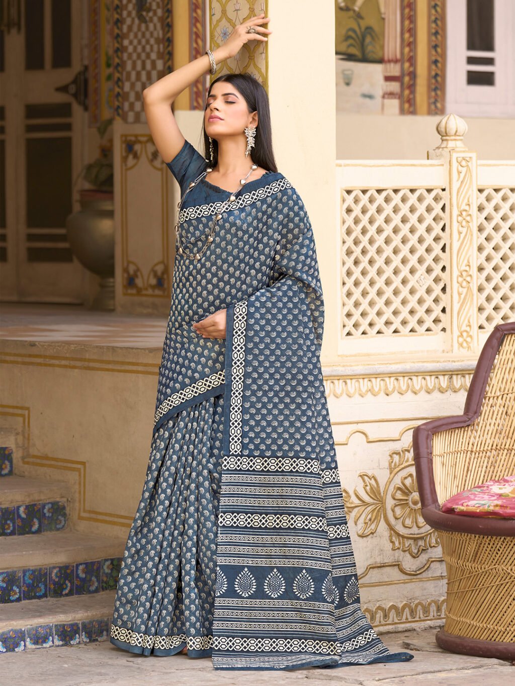 Image of Grey Silk Saree