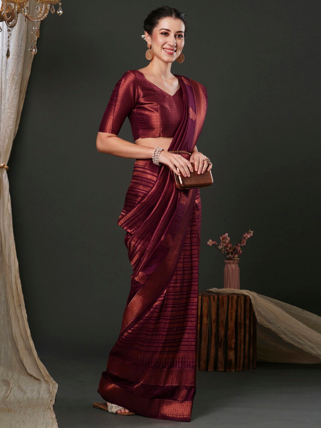 Purple Silk Saree - Image 3