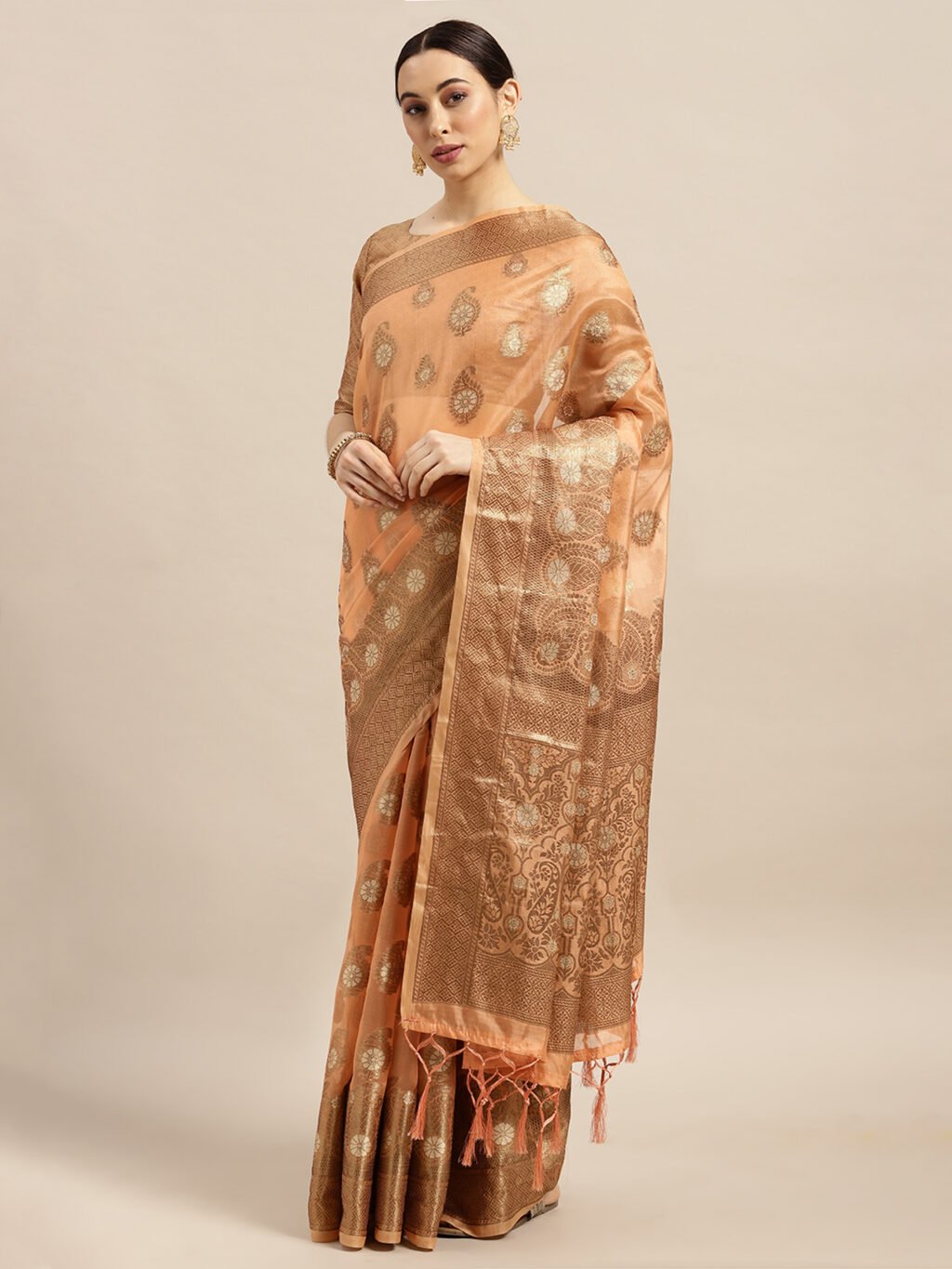 Peach Silk Saree - Image 3