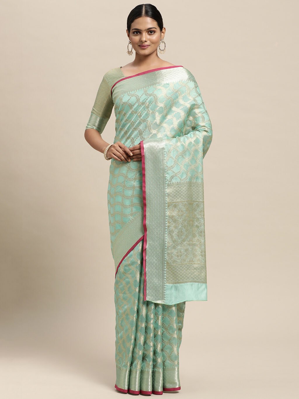 Image of Sea Green Silk Saree