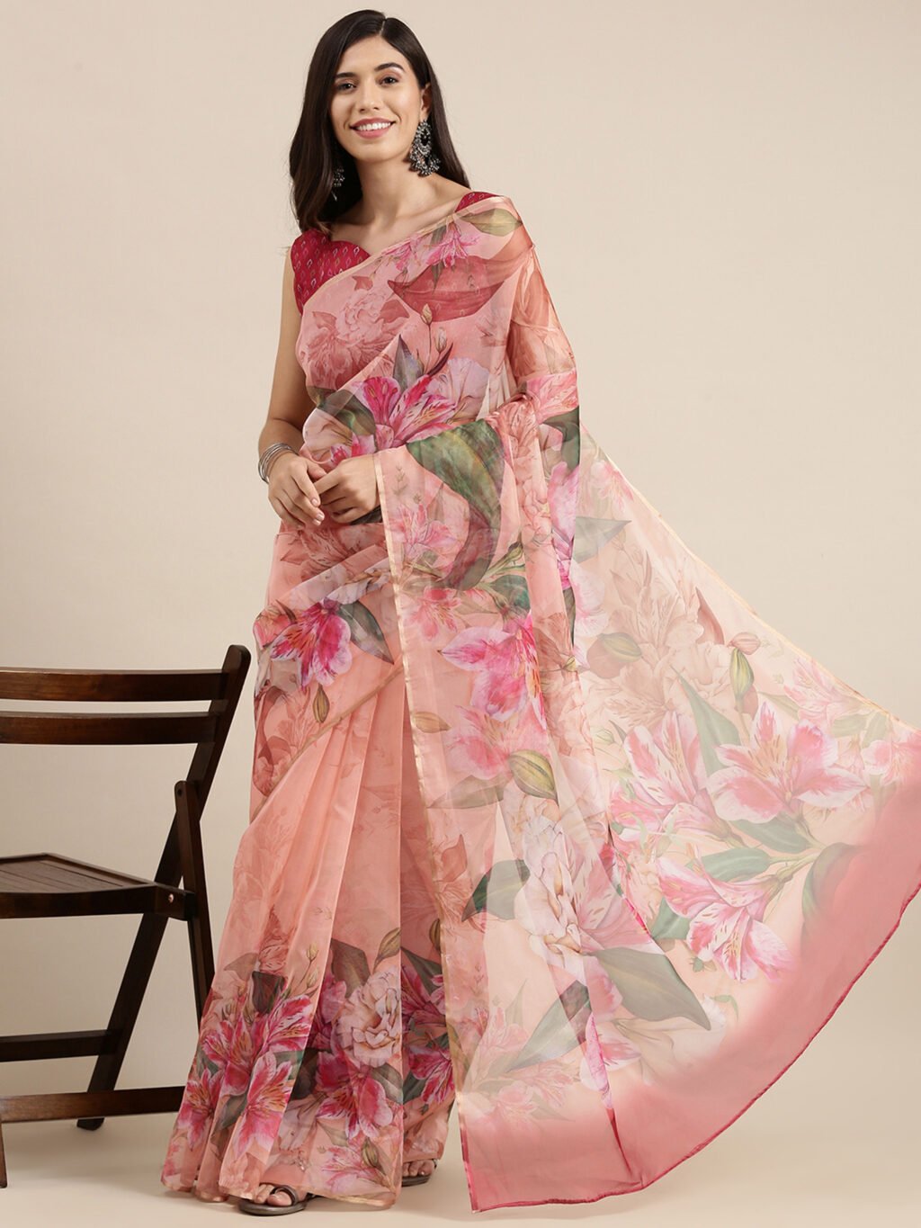Peach Saree - Image 3