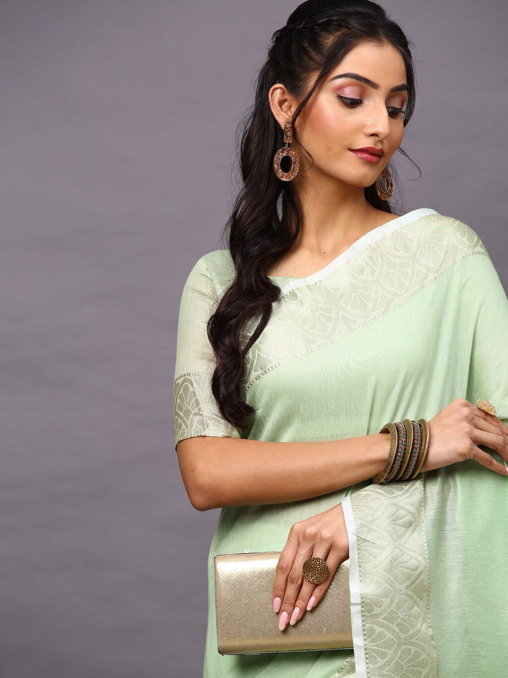 Green Silk Saree - Image 3