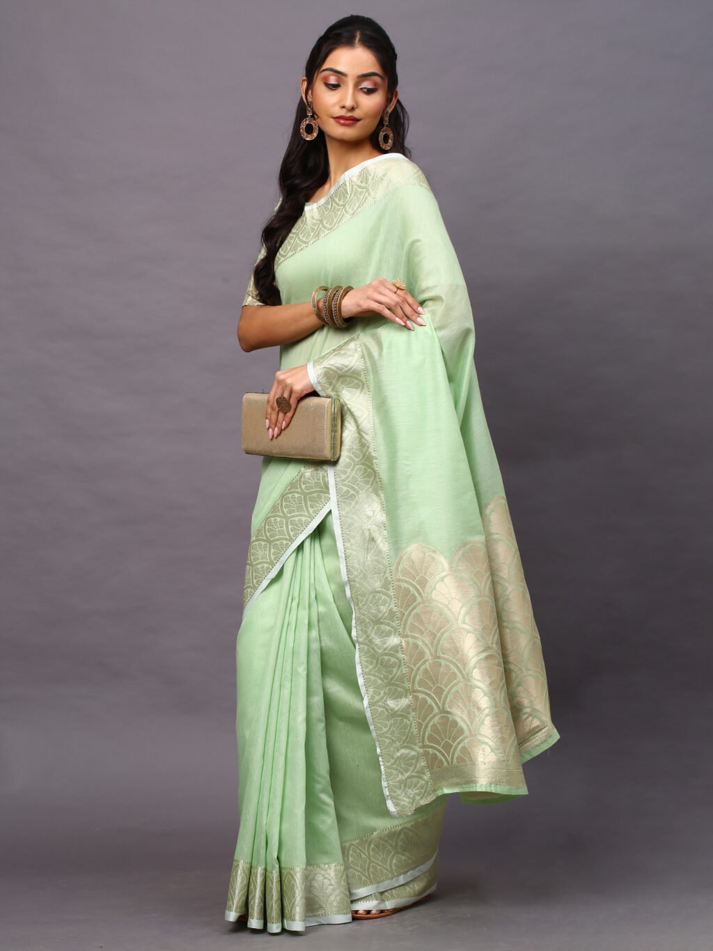 Green Silk Saree - Image 4