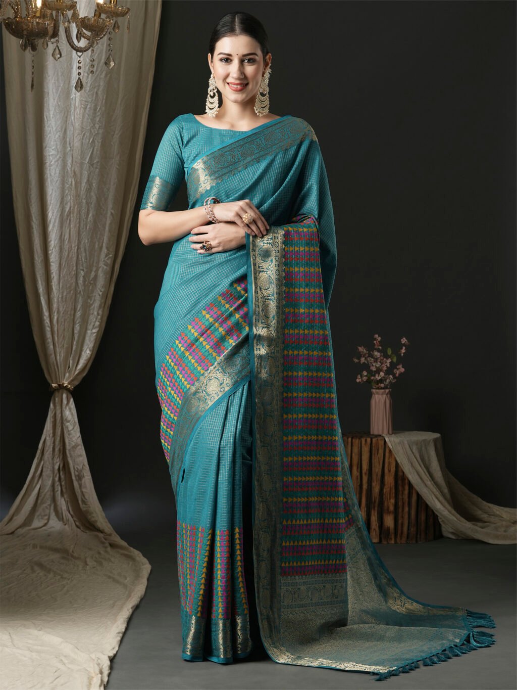 Image of Blue Silk Saree