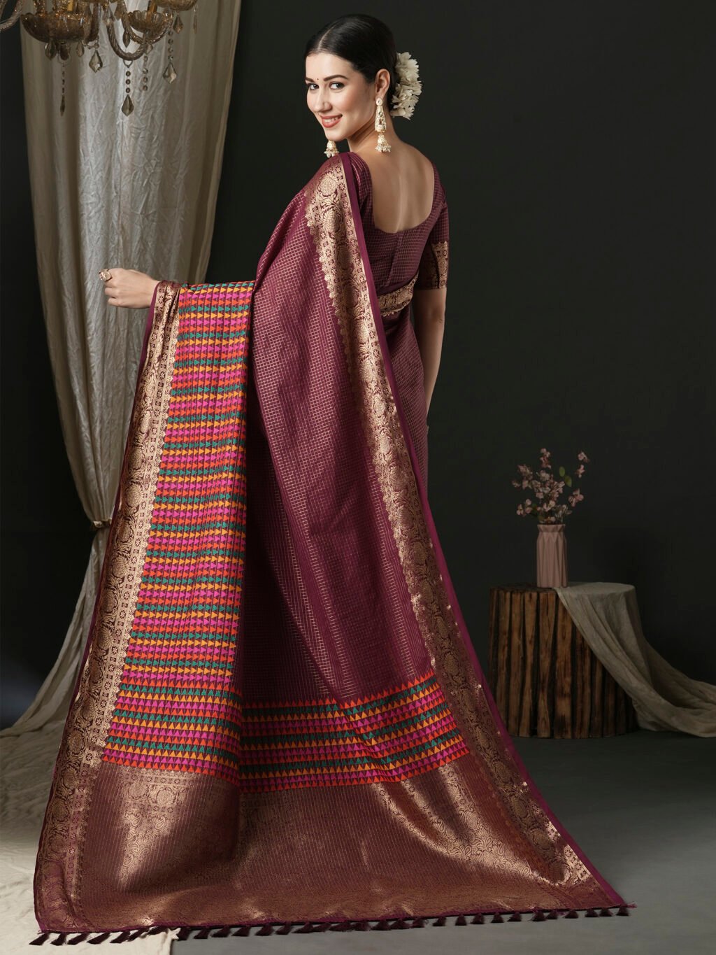 showcasing the beauty and craftsmanship of Festive Saree.