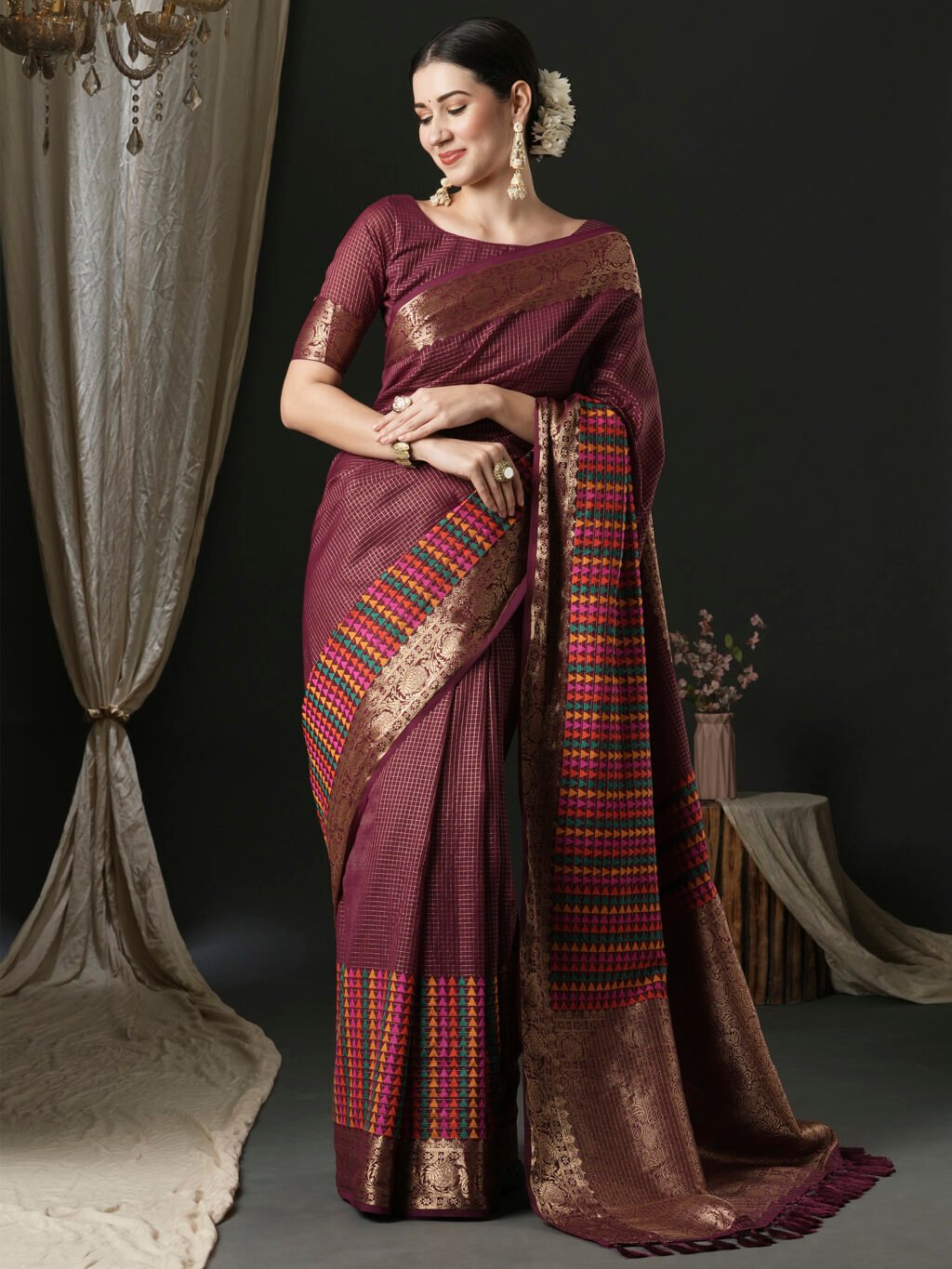 Image of Magenta Silk Saree