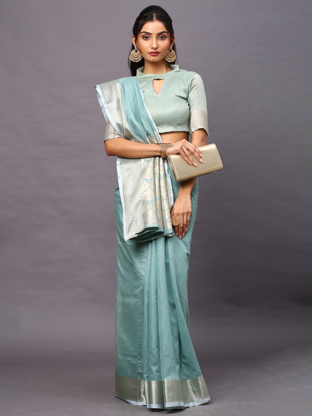 Image of Sea Green Silk Saree