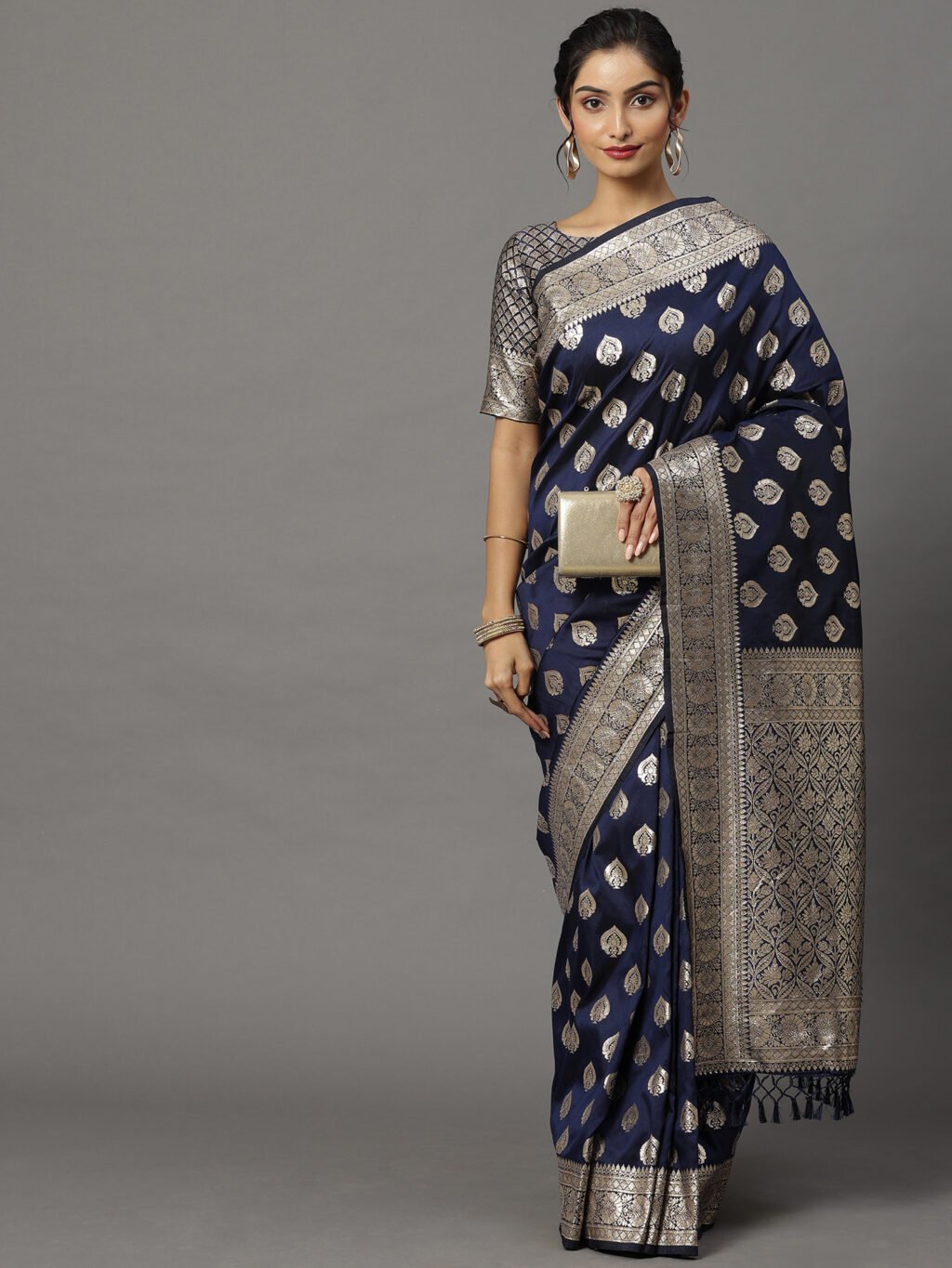 Image of Navy Blue Silk Wedding