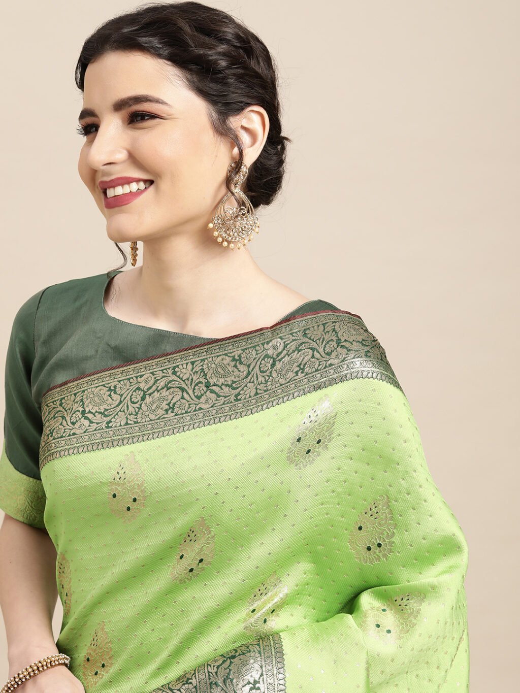 Light Green Silk Saree - Image 4