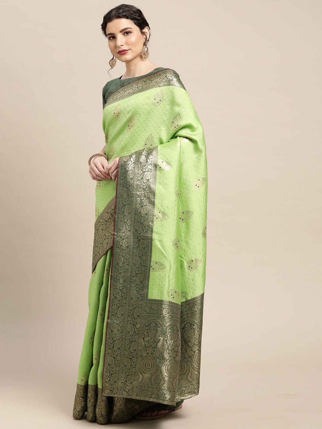 Light Green Silk Saree - Image 3