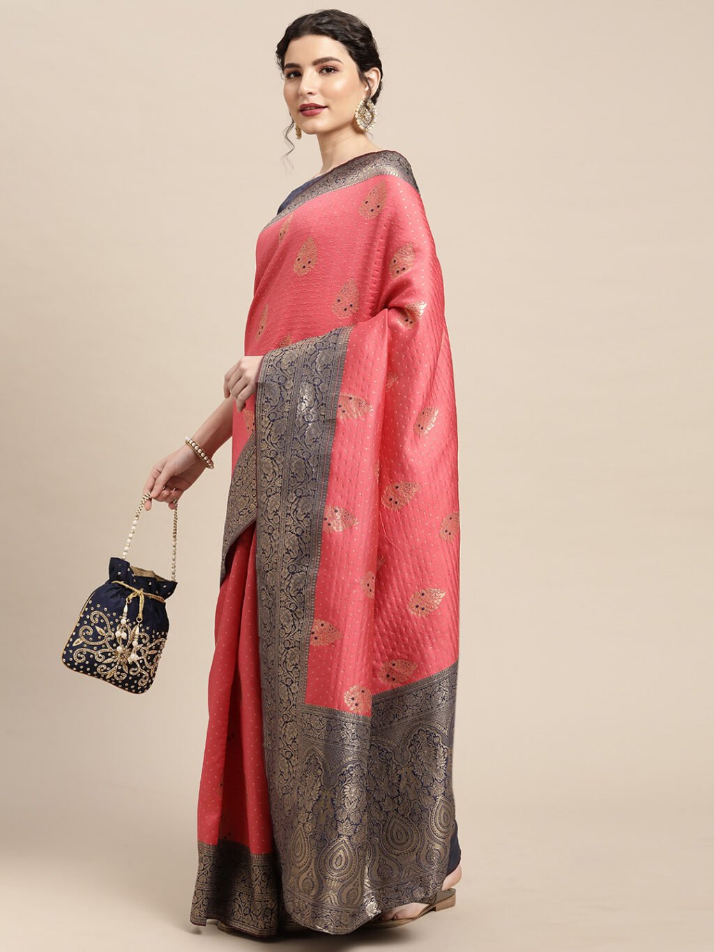 Pink Silk Saree - Image 3